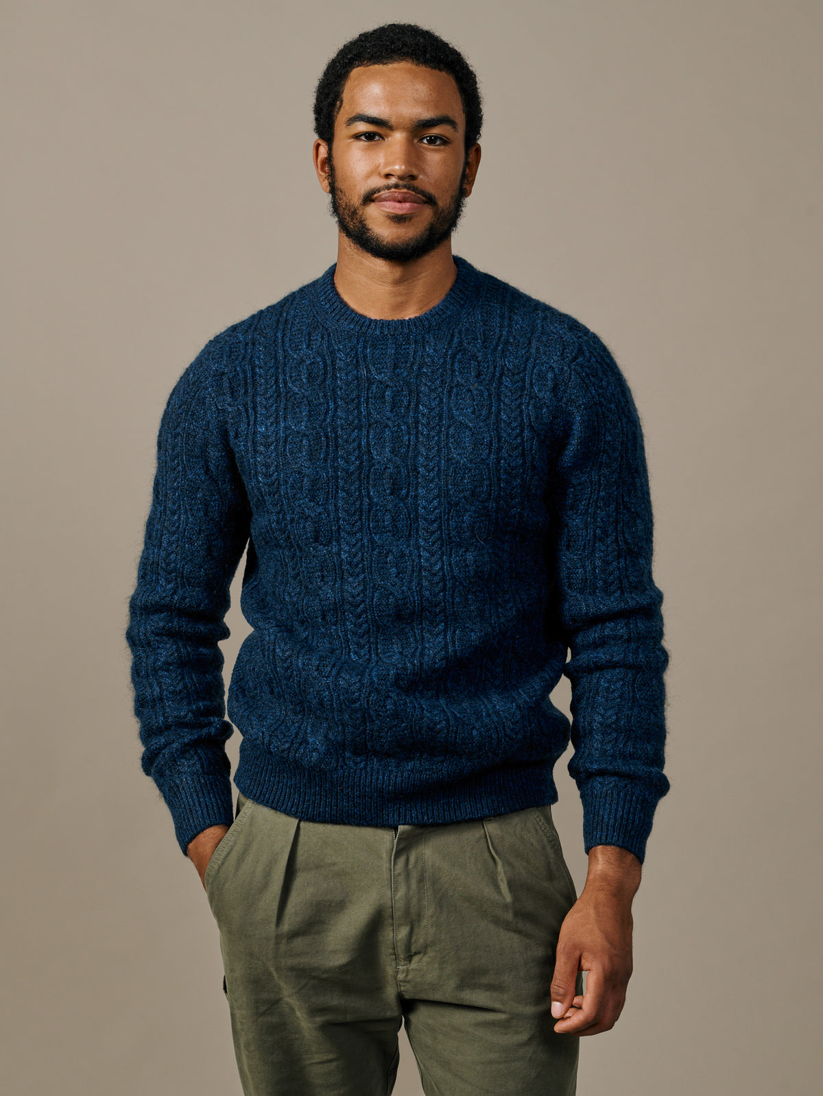 Aubin Navy Oleby Cable Crew Neck Jumper | Crew Neck
