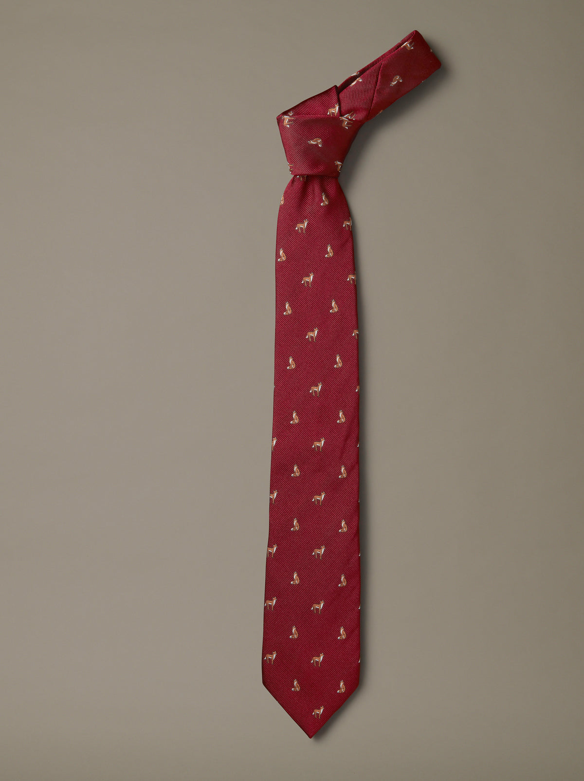 Aubin Silk Tie in Oxblood Fox Jacquard