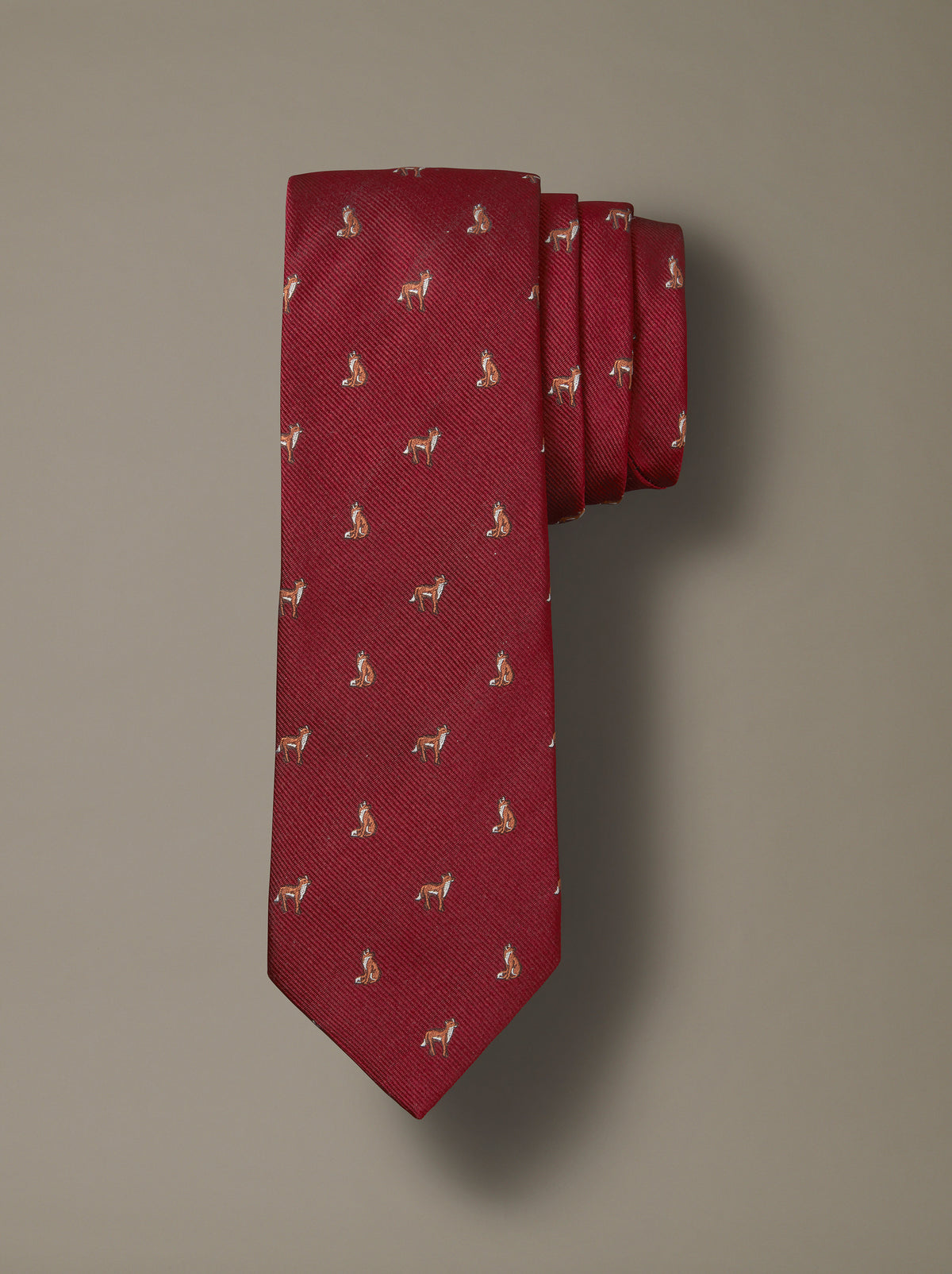 Aubin Silk Tie in Oxblood Fox Jacquard
