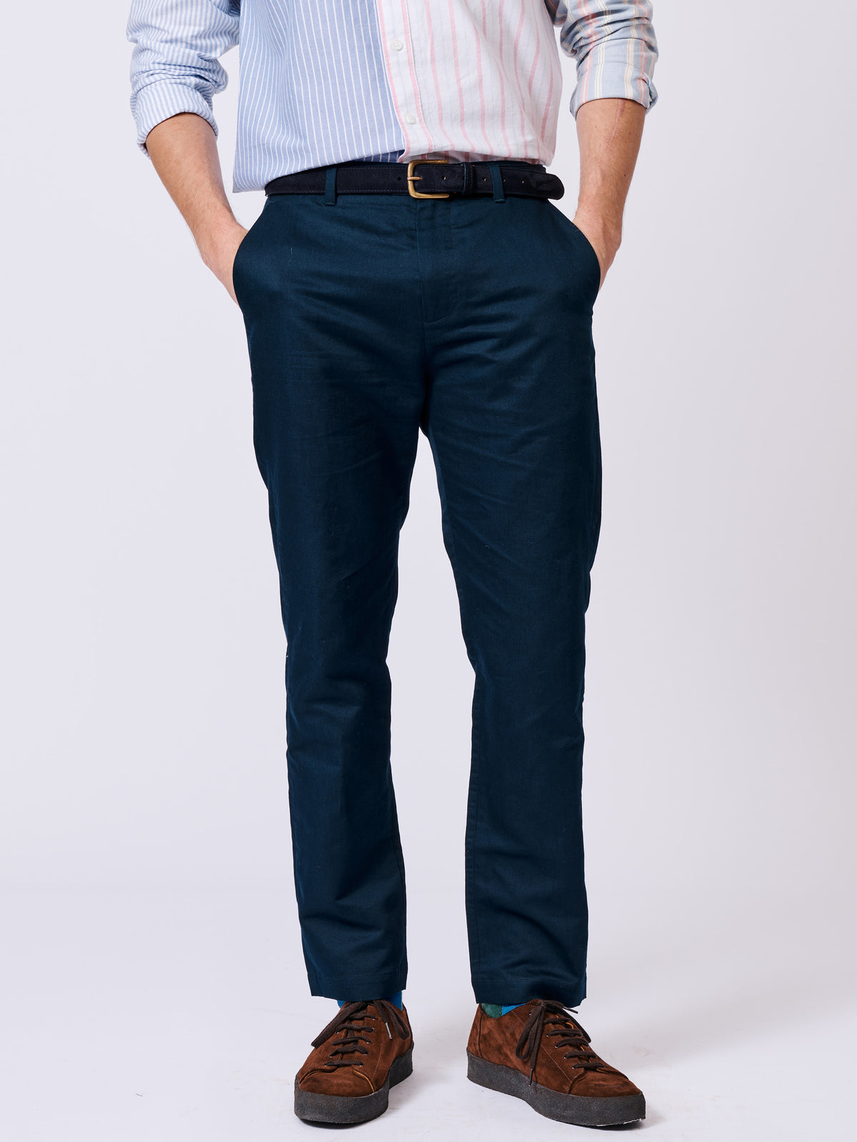 Aubin Navy Owsten Trouser | Linen Trousers