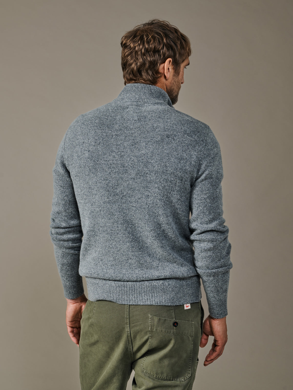 Aubin Mid Grey Pepper Lambswool Zip Neck Jumper | Zip Neck