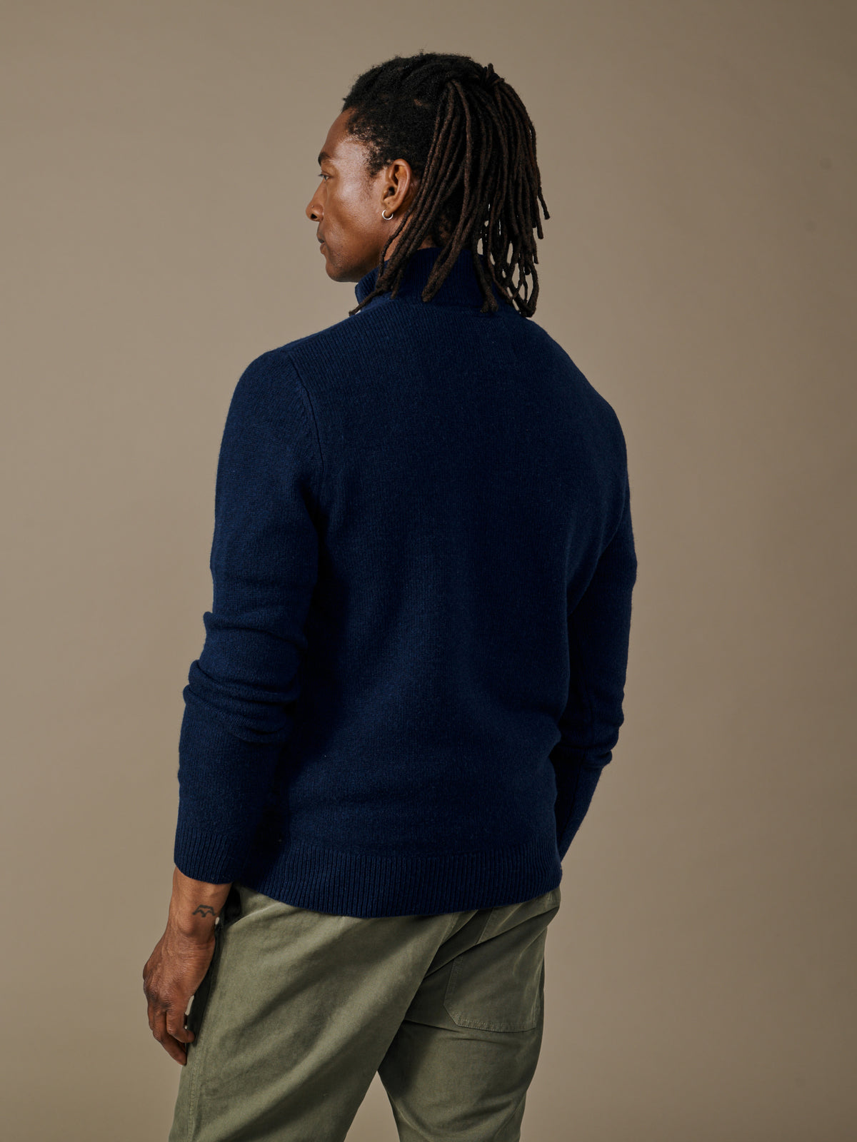 Aubin Navy Pepper Lambswool Zip Neck Jumper | Zip Neck