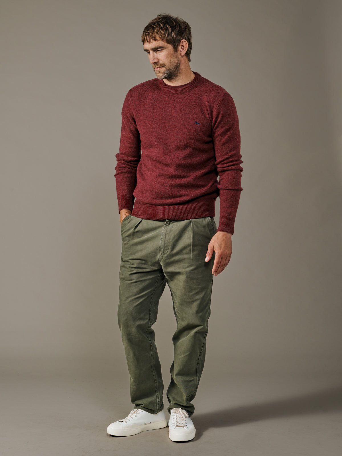 Aubin Claret Phillips Lambswool Crew Neck Jumper | Crew Neck