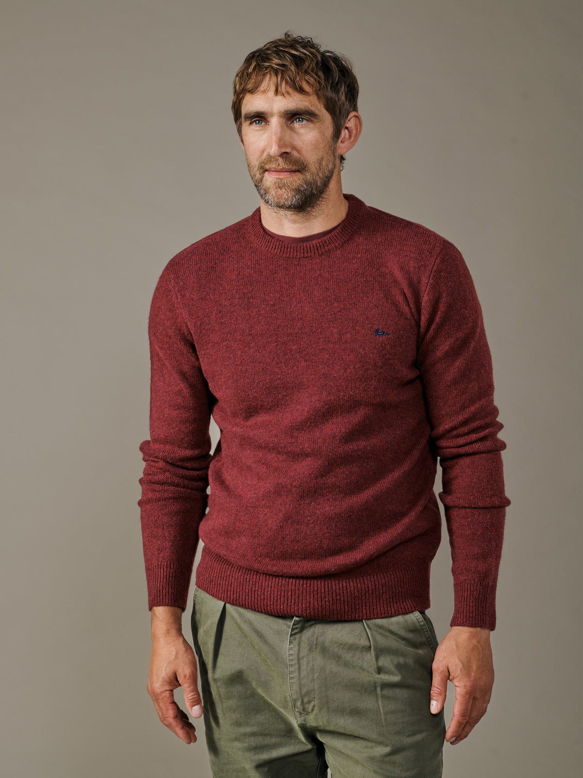 Aubin Claret Phillips Lambswool Crew Neck Jumper | Crew Neck