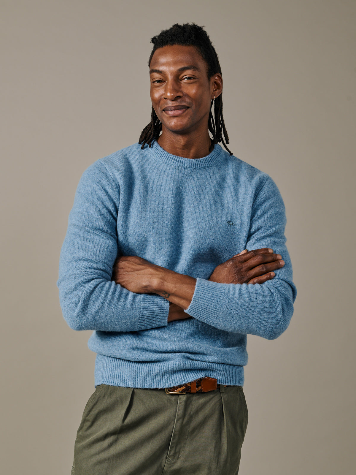 Aubin Pale Blue Phillips Lambswool Crew Neck | Crew Neck