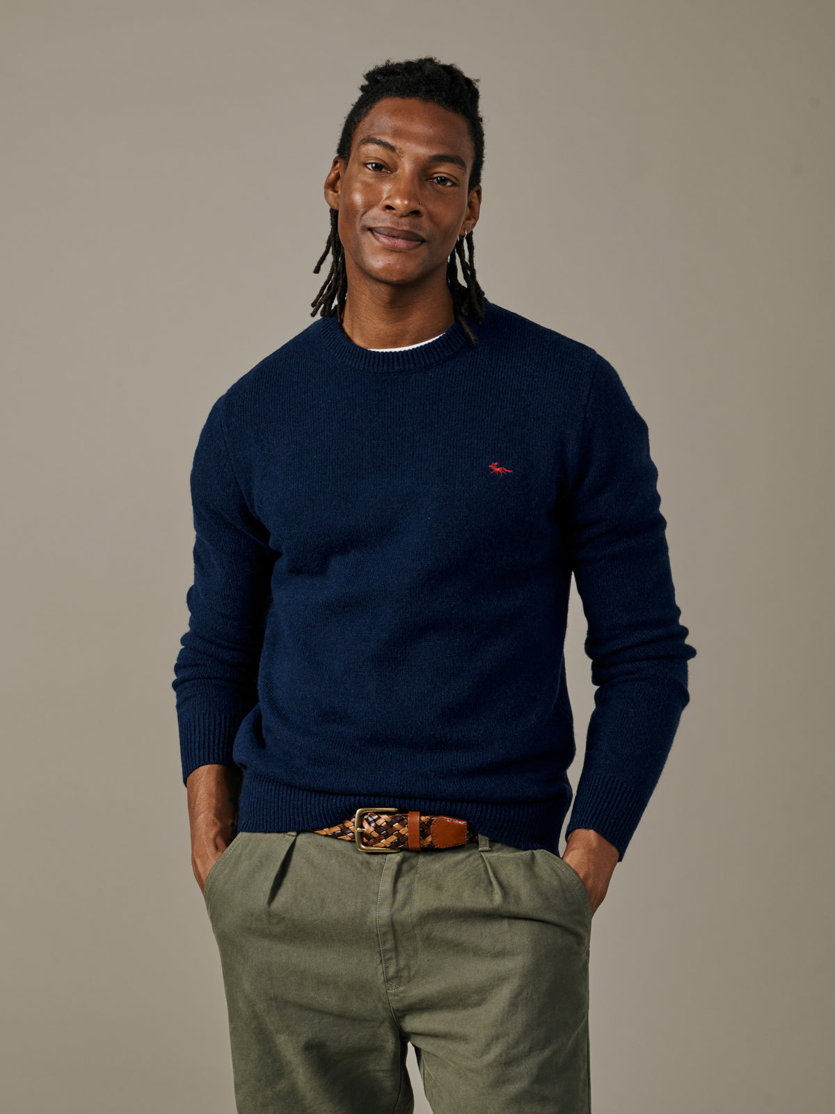 Aubin Navy Phillips Lambswool Crew Neck | Crew Neck