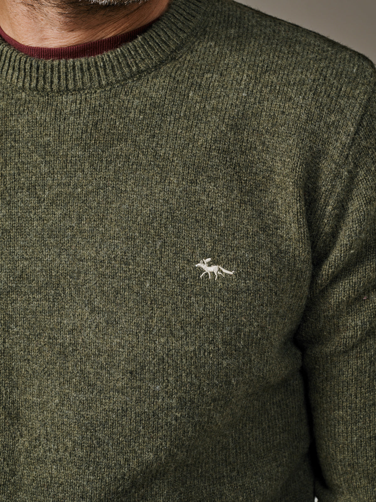 Aubin Dark Khaki Phillips Lambswool Crew Neck | Crew Neck