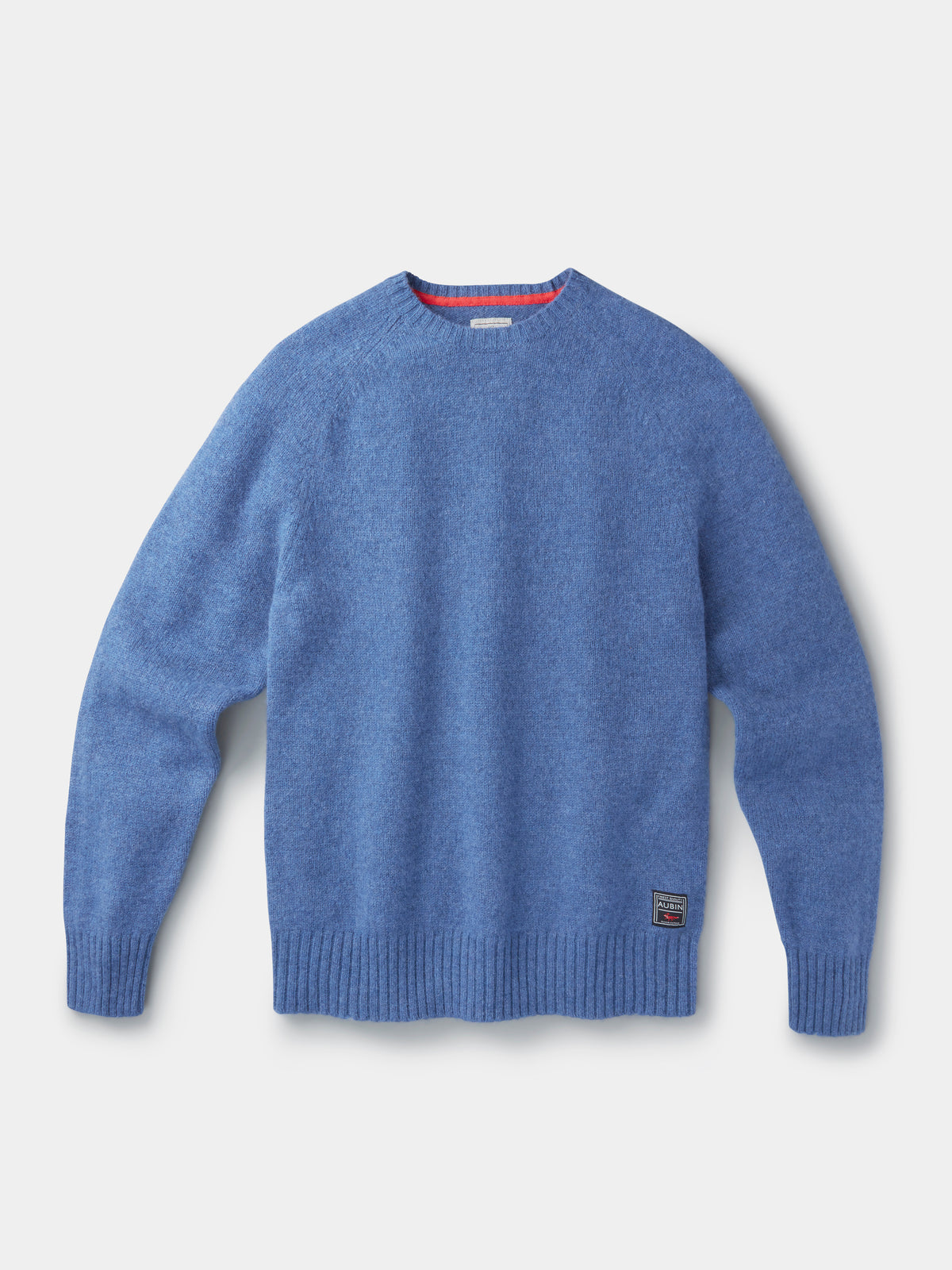 Aubin Mid Blue Prestwick Shetland Crew Neck Jumper | Crew Neck