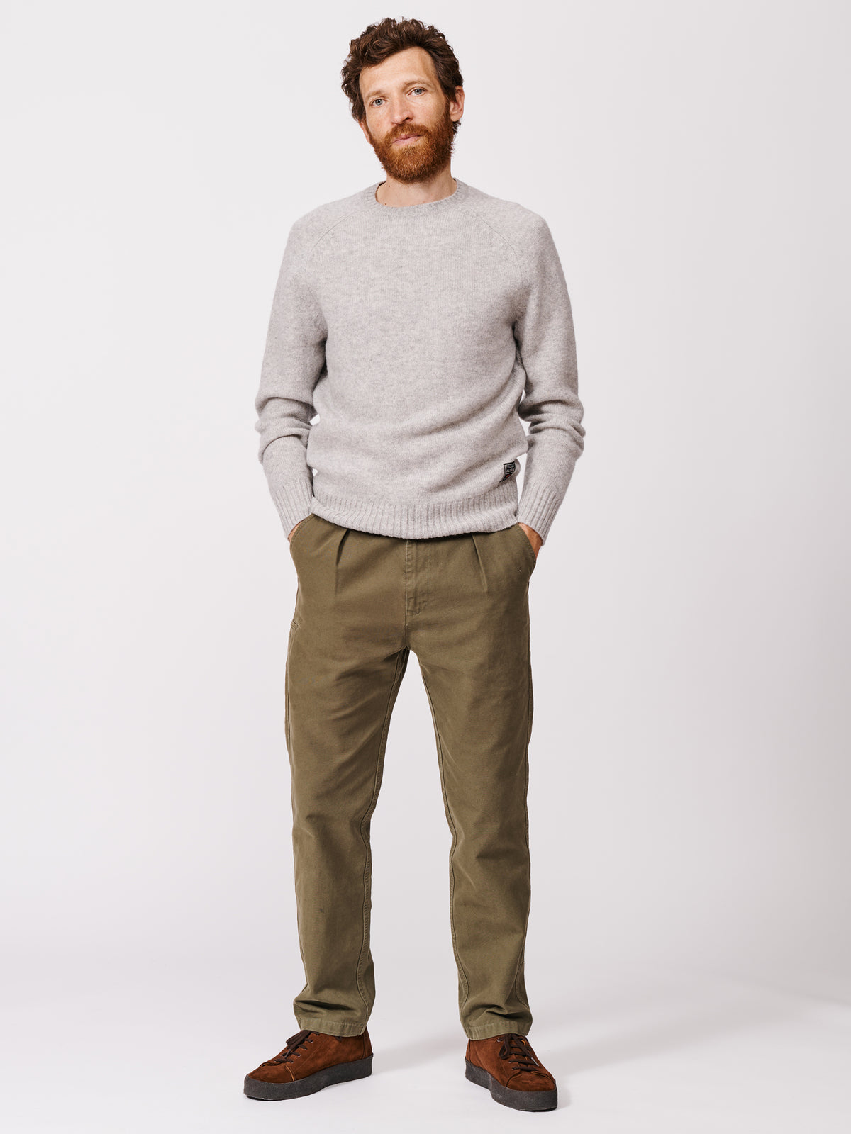 Aubin Silver Prestwick Shetland Crew Neck Jumper | Crew Neck