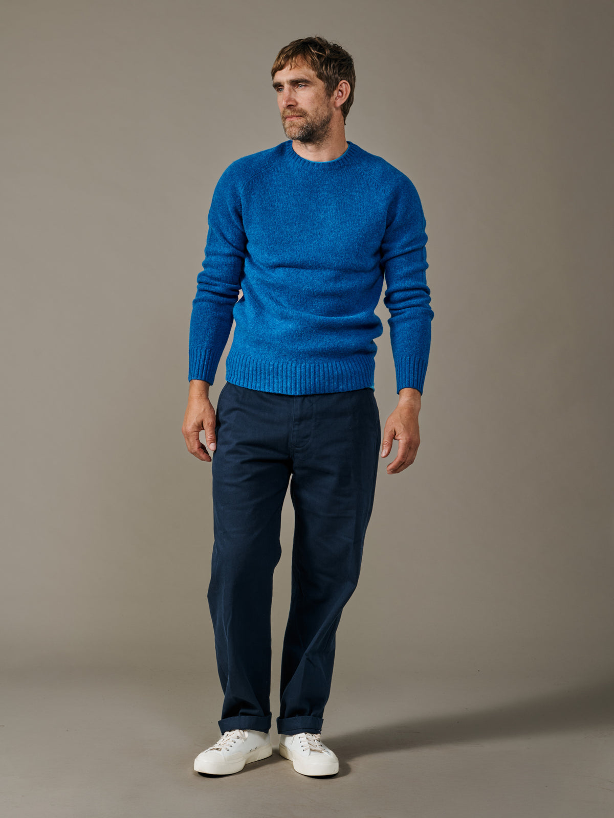 Aubin Cobalt Prestwick Shetland Crew Neck Jumper | Crew Neck