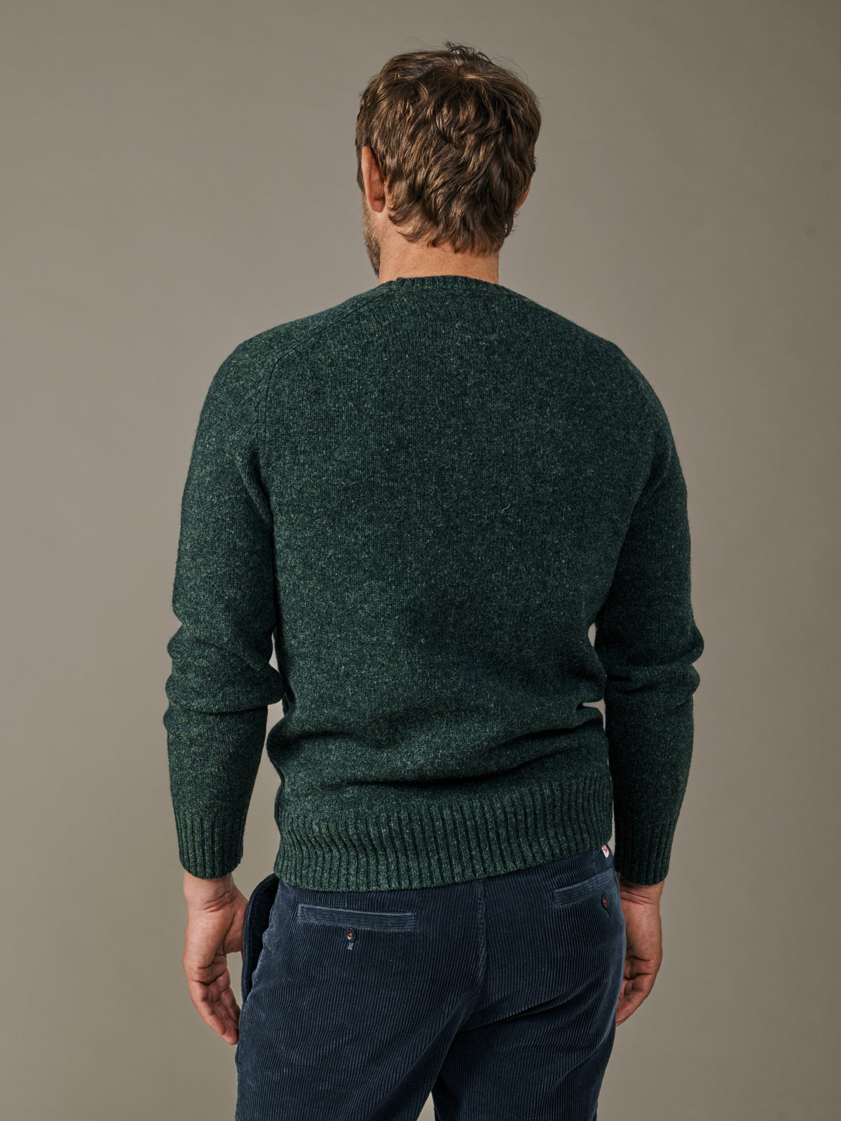 Aubin Dark Green Prestwick Shetland Crew Neck Jumper | Crew Neck