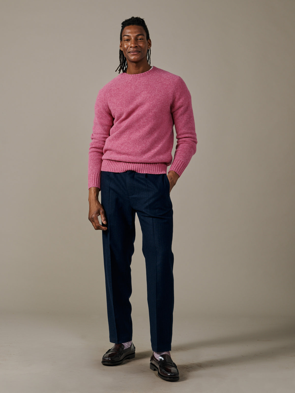 Aubin Pink Prestwick Shetland Crew Neck Jumper | Crew Neck