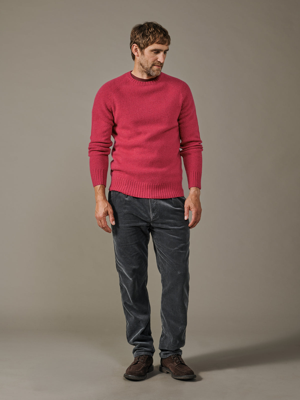 Aubin Rouge Prestwick Shetland Crew Neck Jumper | Crew Neck