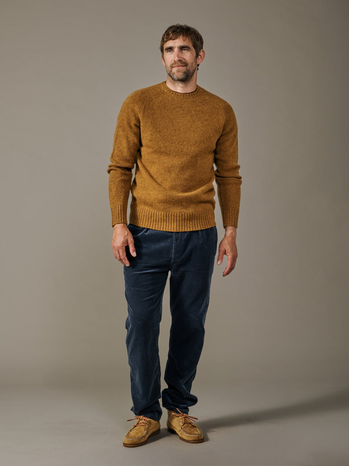 Aubin Tan Prestwick Shetland Crew Neck Jumper | Crew Neck