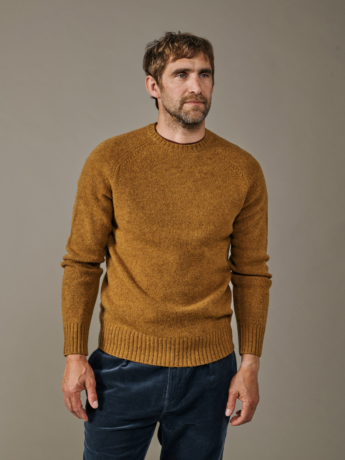 Aubin Tan Prestwick Shetland Crew Neck Jumper | Crew Neck