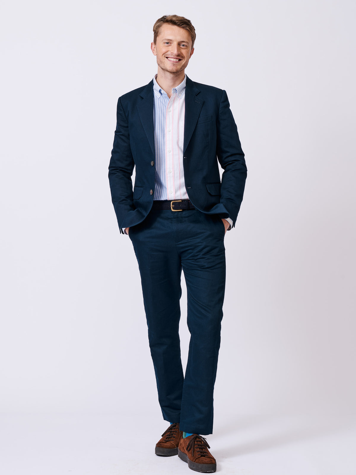 Aubin Navy Owsten Trouser | Linen Trousers