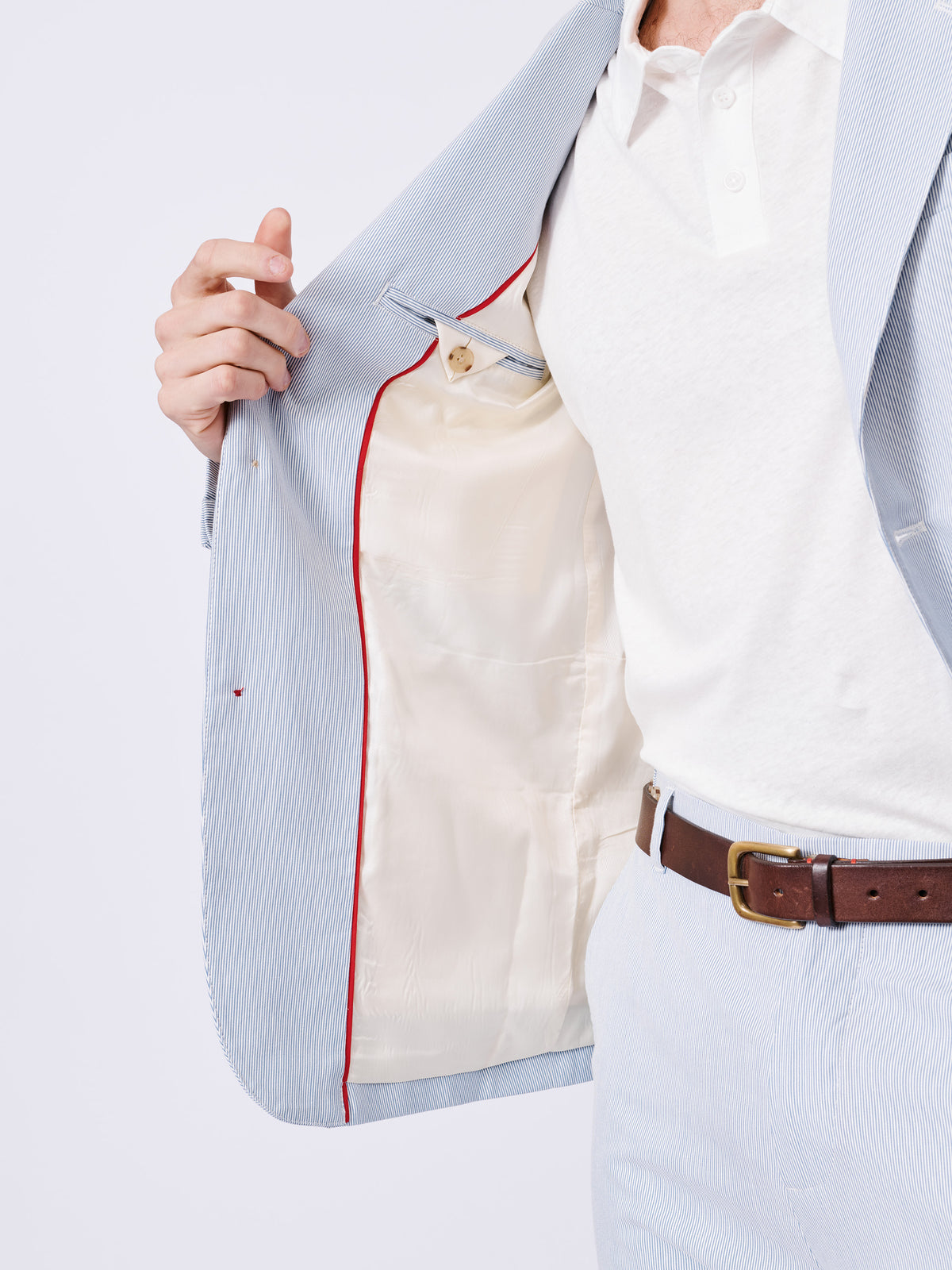 Aubin Blue/White Stripe Pasmore Suit Jacket | Linen Jacket
