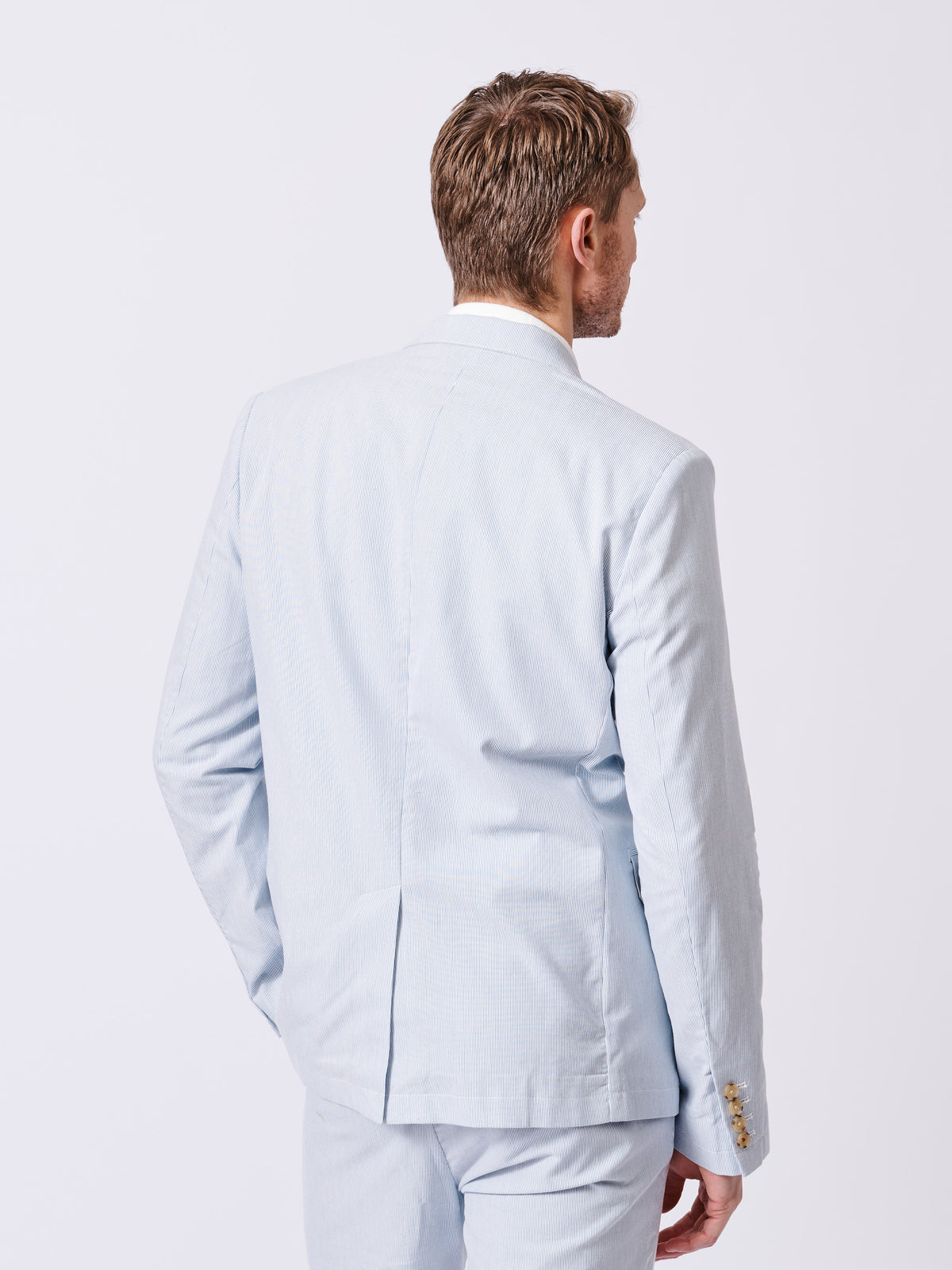 Aubin Blue/White Stripe Pasmore Suit Jacket | Linen Jacket