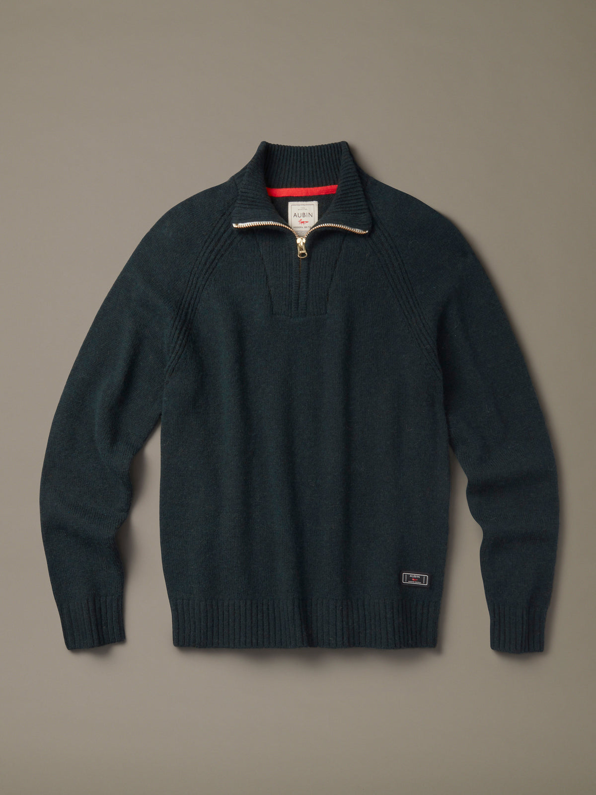 Aubin Dark Green Pelham Zip Neck Jumper | Zip Neck