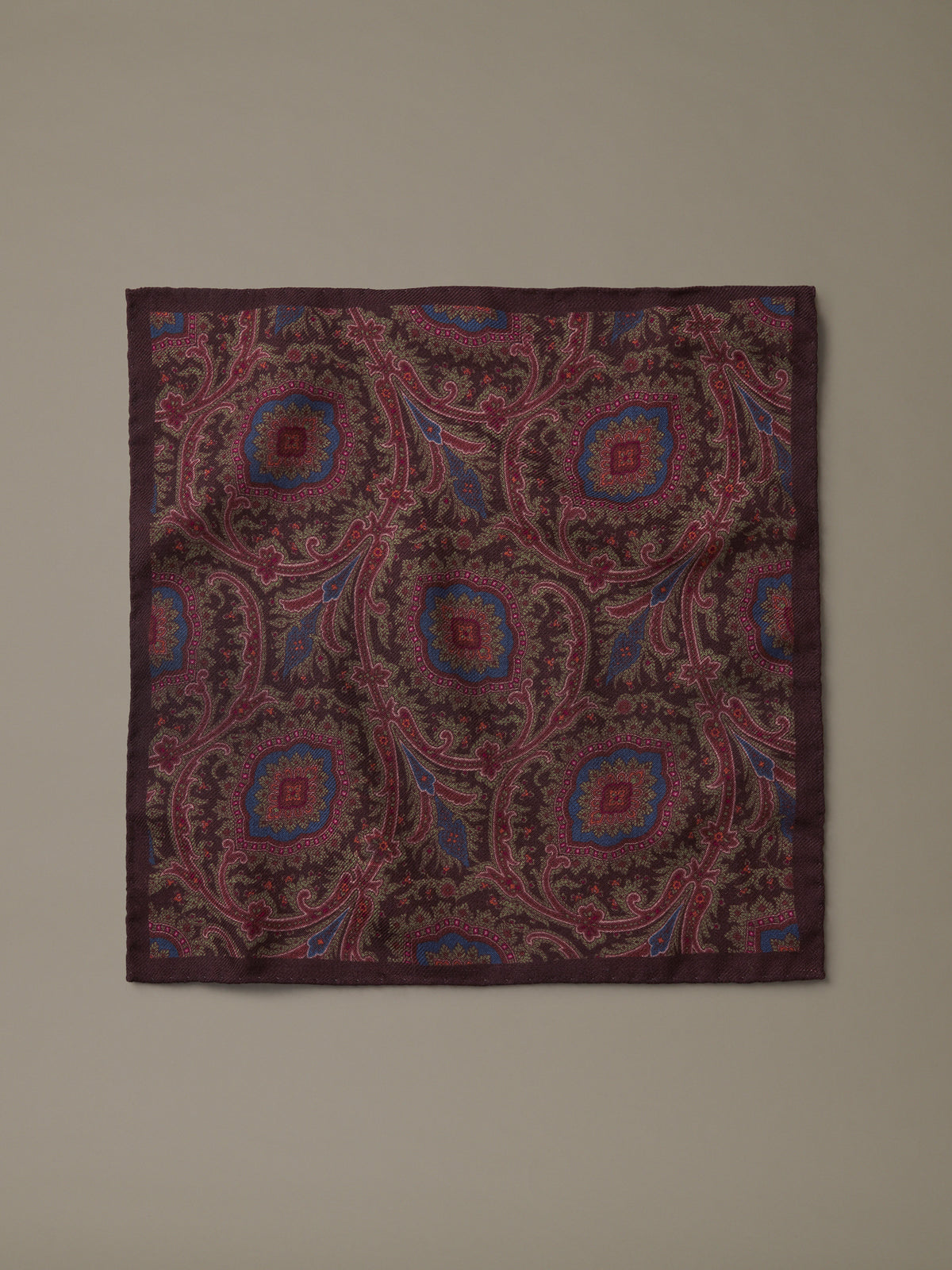 Aubin Chocolate Paisley Peveril Pocket Square | Pocket Square
