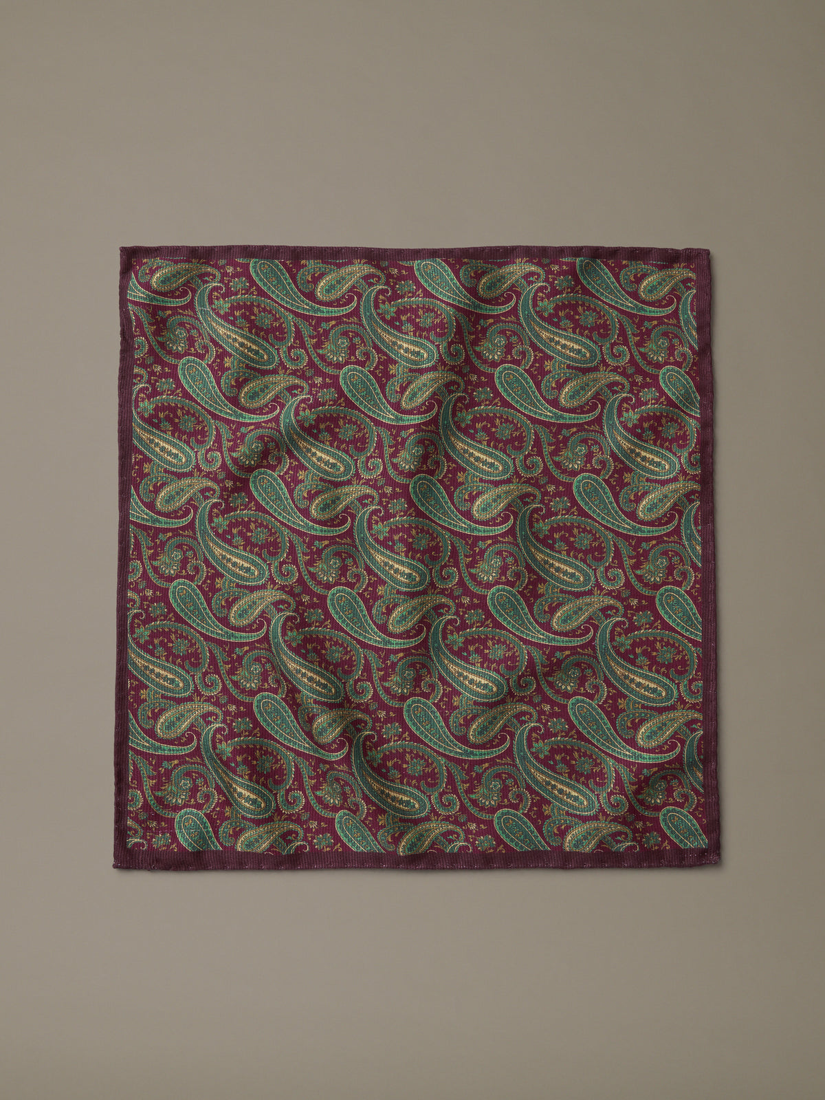 Aubin Damson/Green Paisley Peveril Pocket Square | Pocket Square