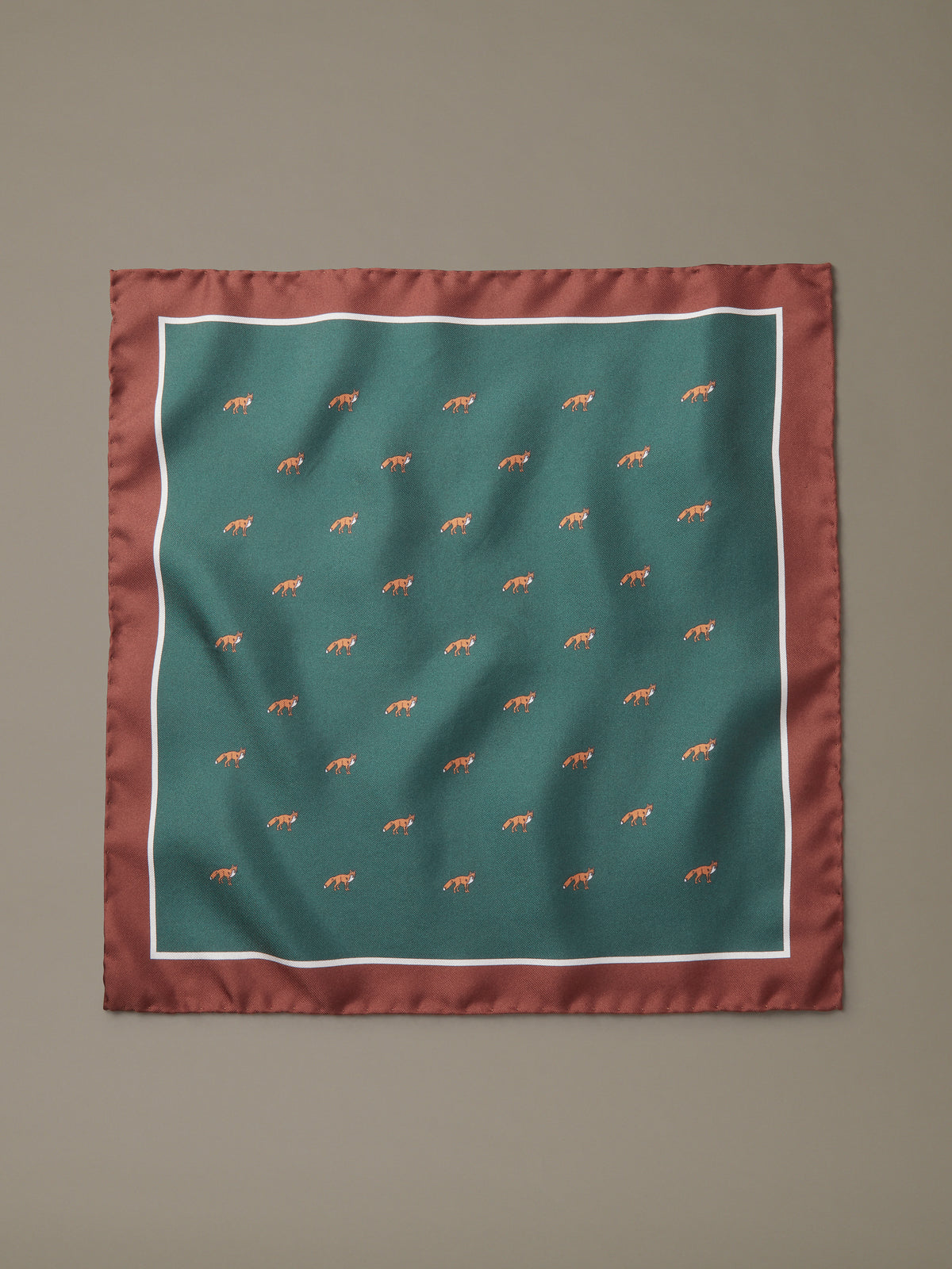 Aubin Green Fox Print Peveril Pocket Square | Pocket Square