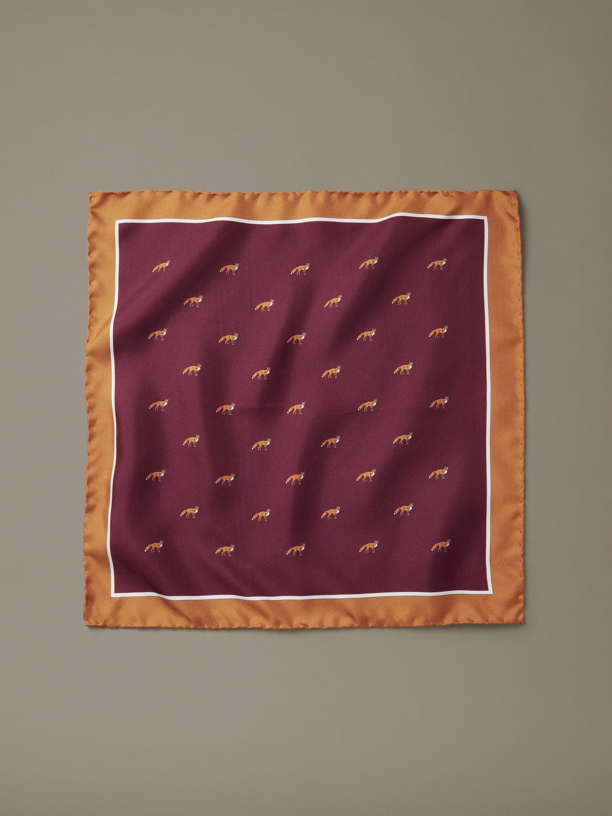 Aubin Oxblood Fox Print Peveril Pocket Square | Pocket Square