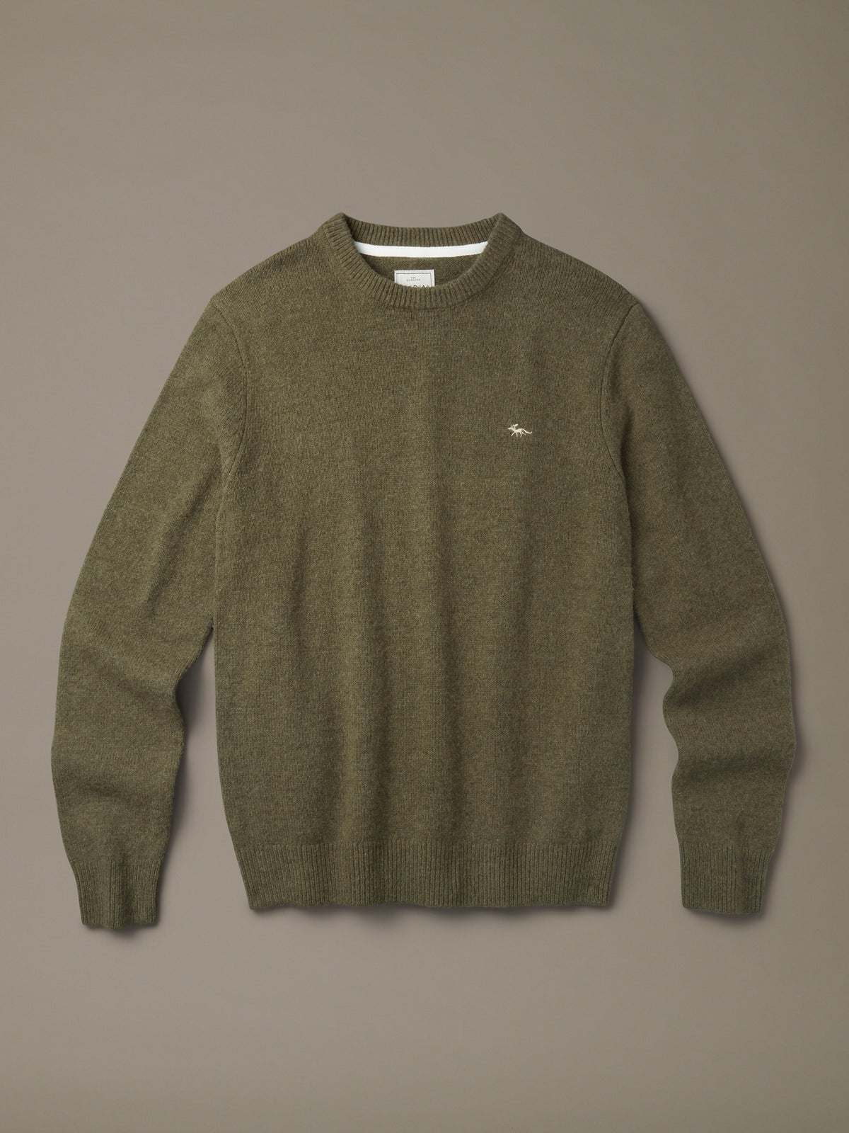 Aubin Dark Khaki Phillips Lambswool Crew Neck | Crew Neck