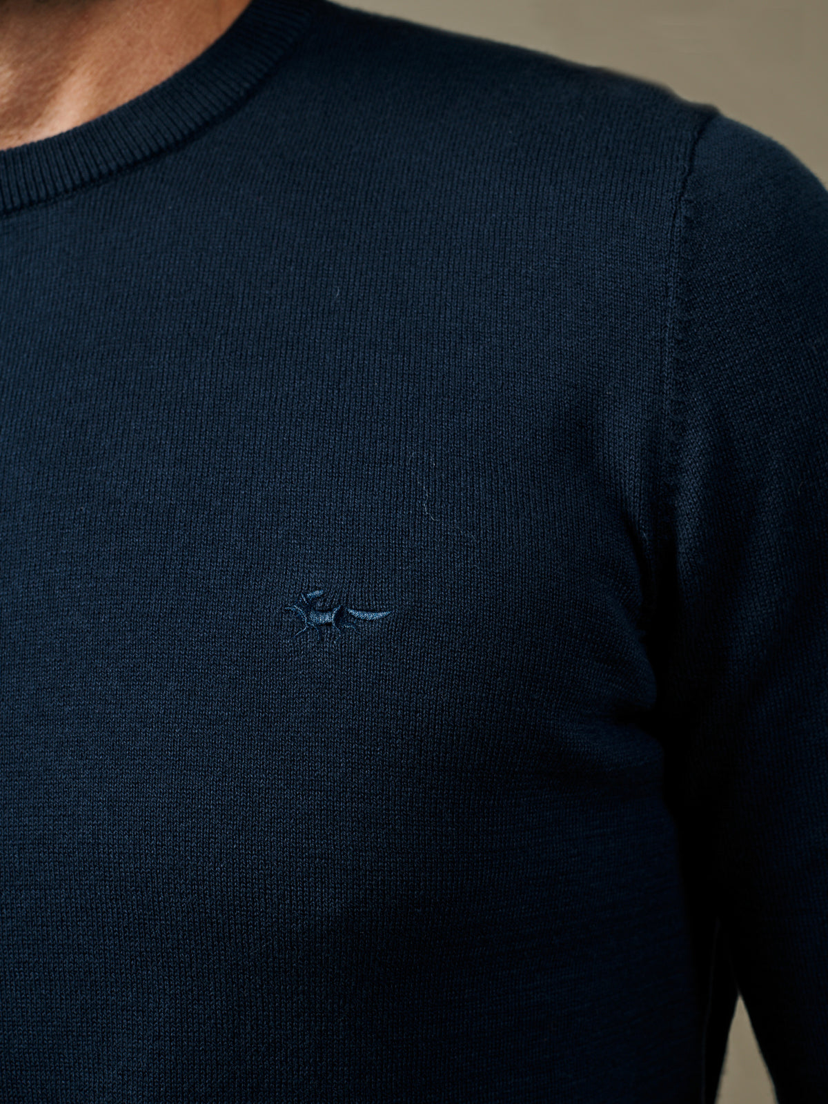 Aubin Navy Raven Cotton Crew Neck Jumper | Crew Neck