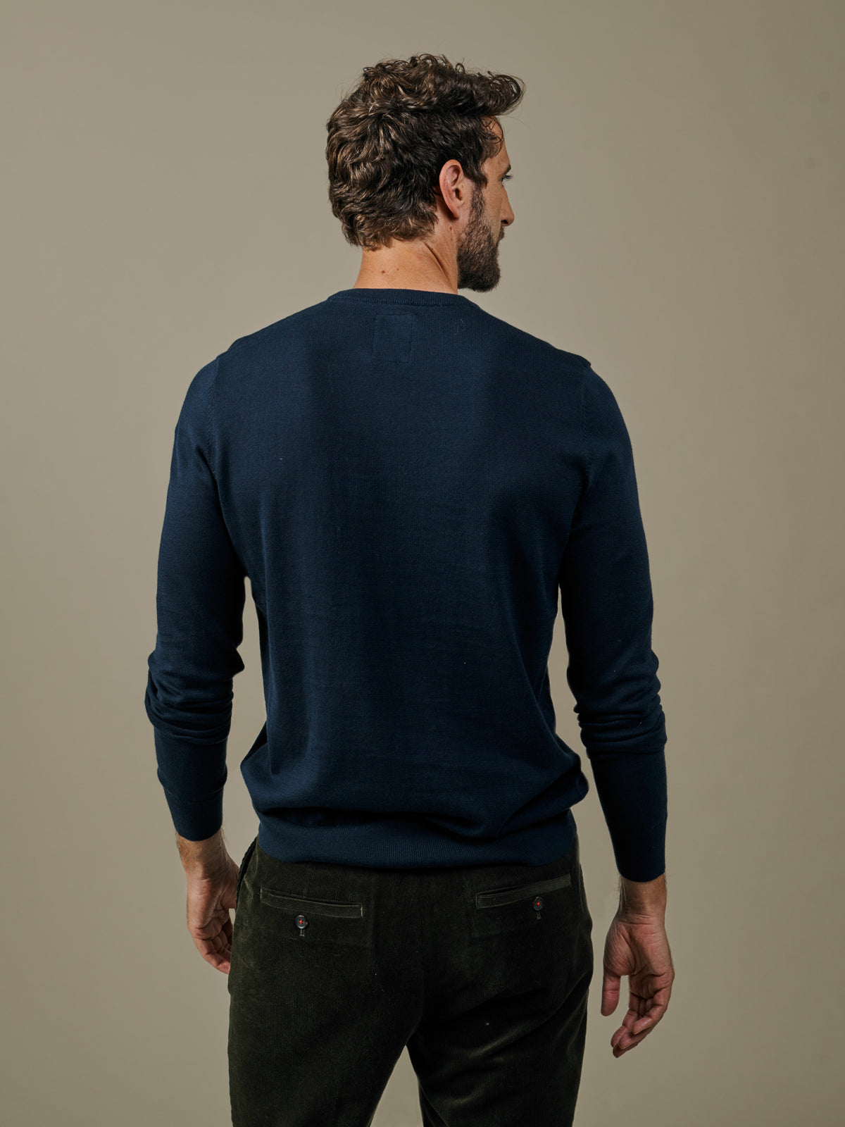 Aubin Navy Raven Cotton Crew Neck Jumper | Crew Neck