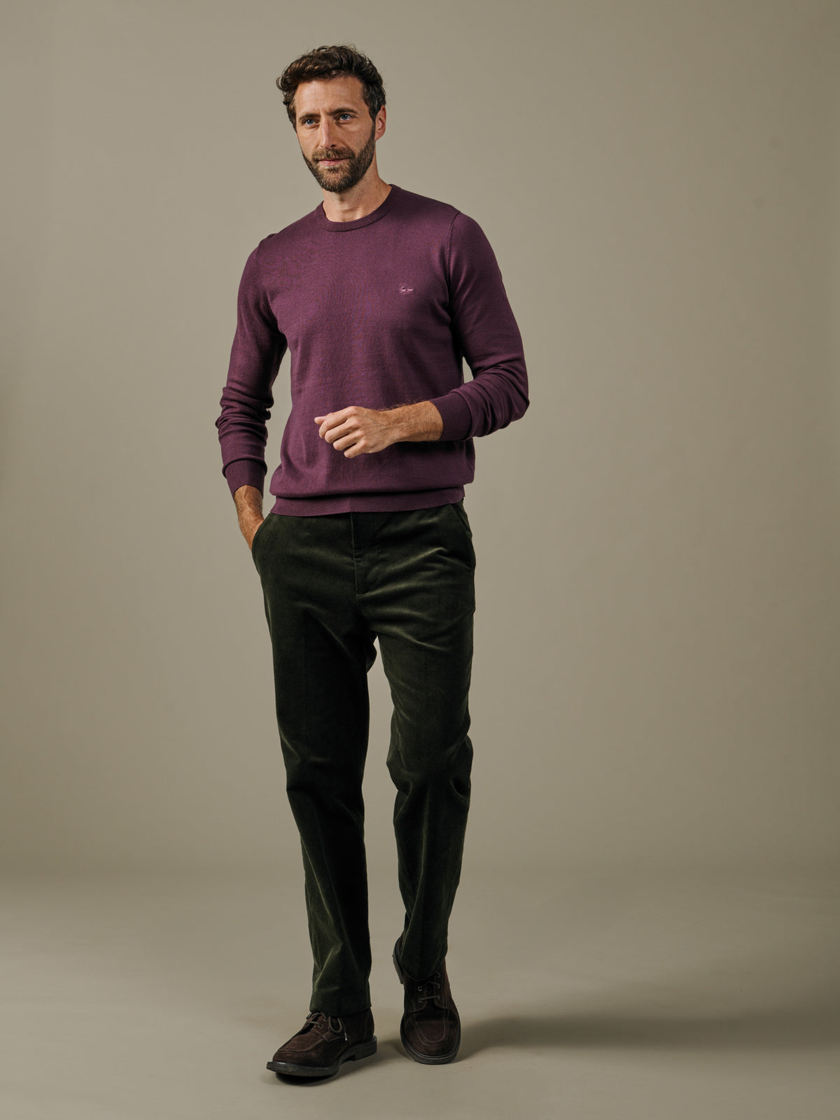 Aubin Purple Raven Cotton Crew Neck | Crew Neck
