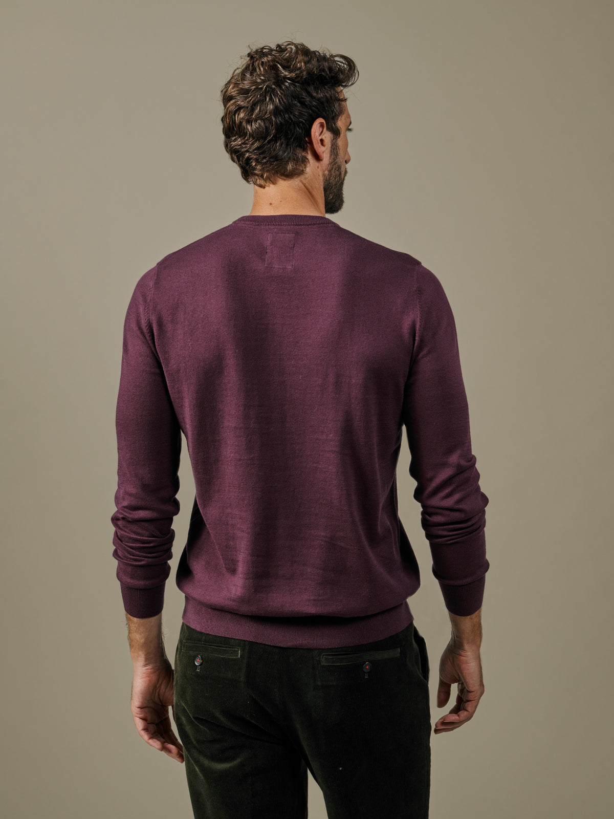 Aubin Purple Raven Cotton Crew Neck | Crew Neck