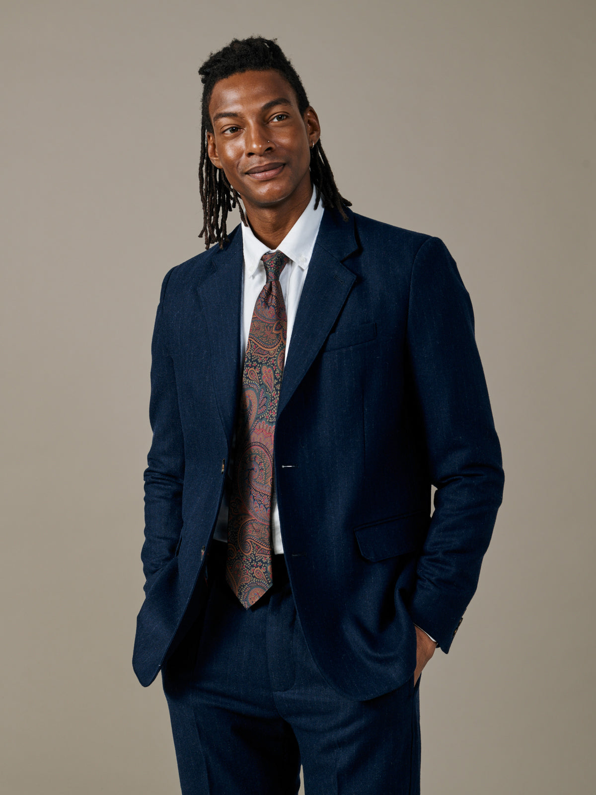 Aubin Navy Pinstripe Rowley Suit Jacket | Suit Jackets