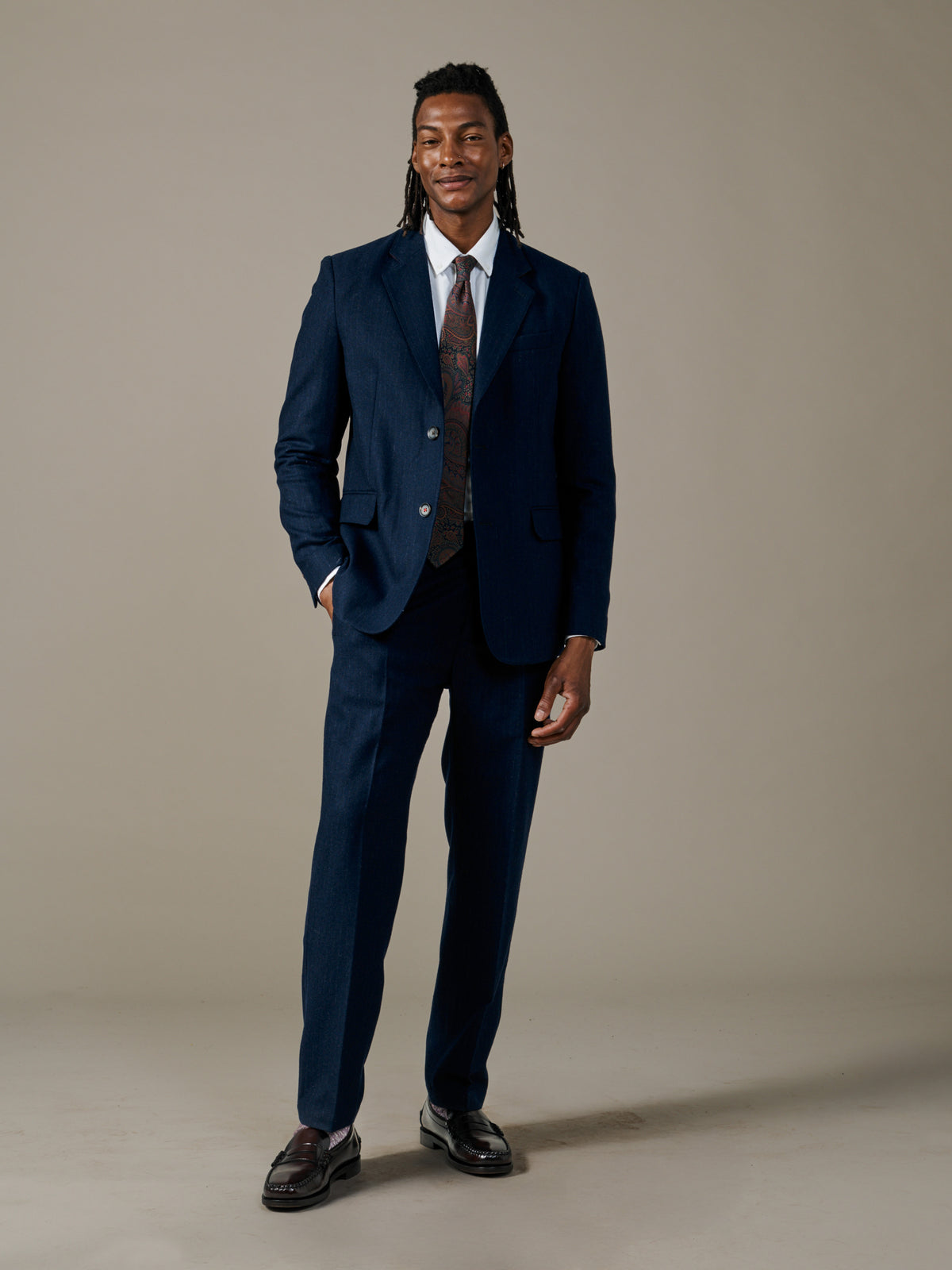 Aubin Navy Pinstripe Rowley Suit Jacket | Suit Jackets
