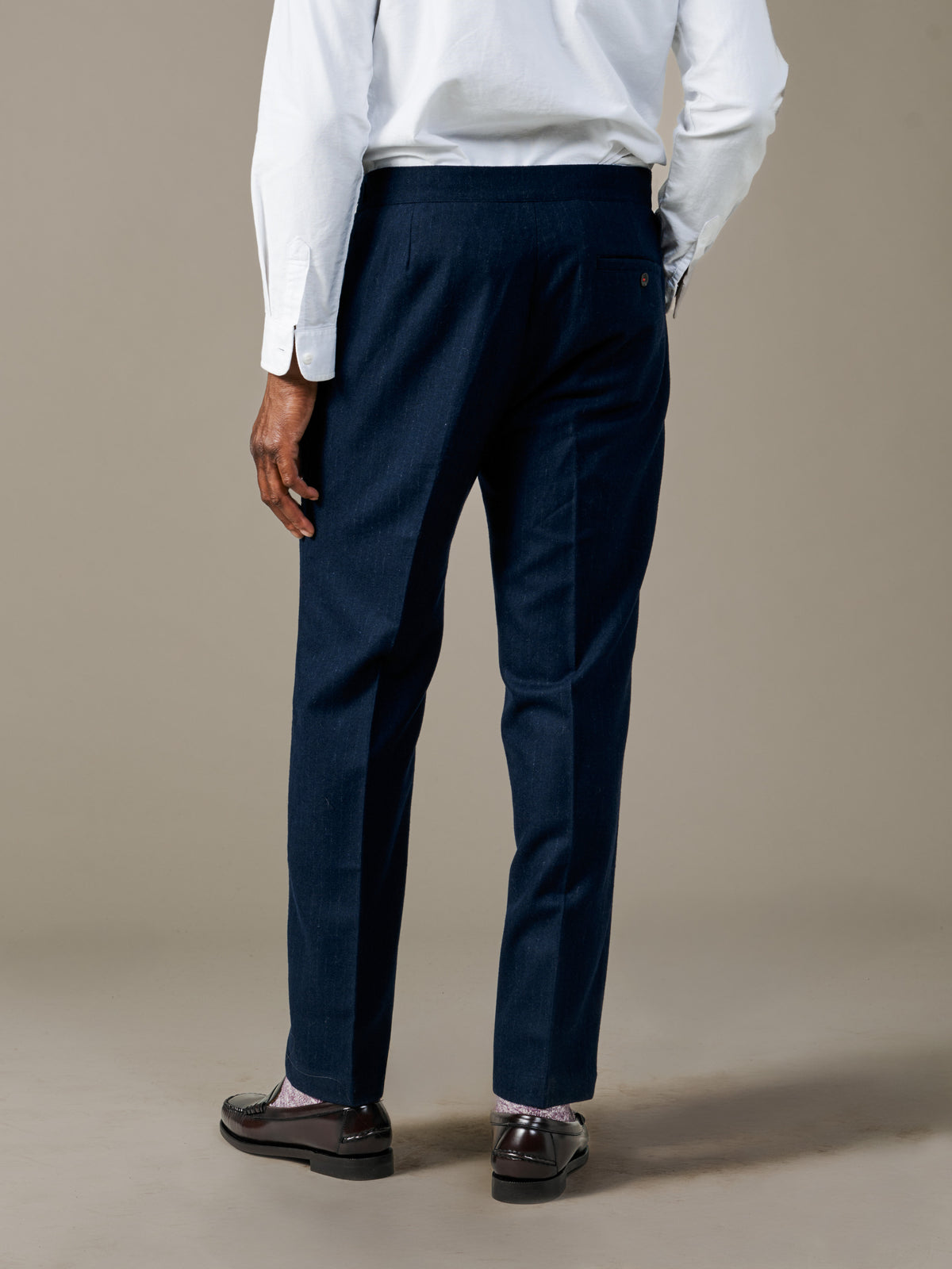 Aubin Navy Pinstripe Rowley Suit Trouser | Suit Trousers