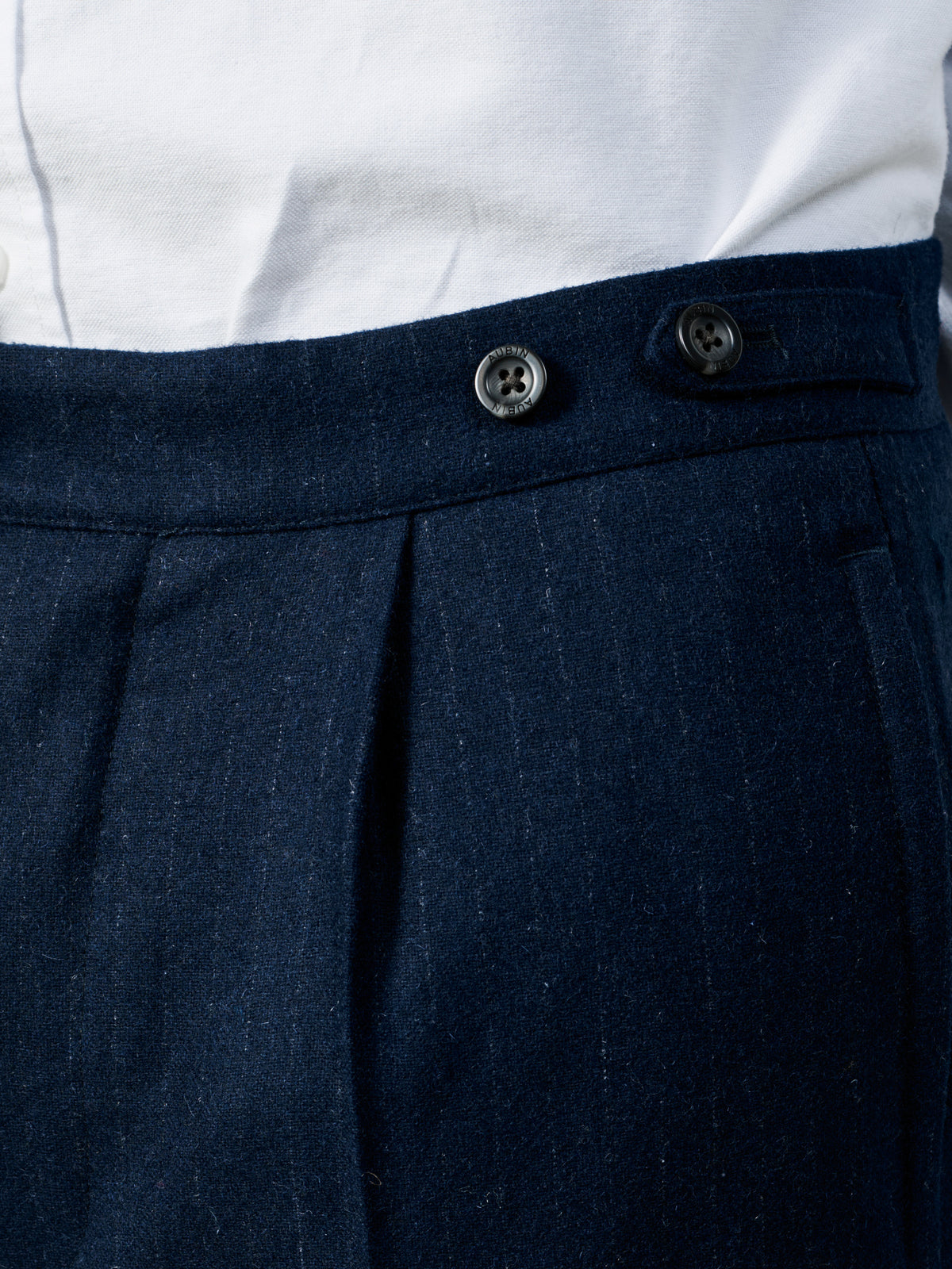 Aubin Navy Pinstripe Rowley Suit Trouser | Suit Trousers
