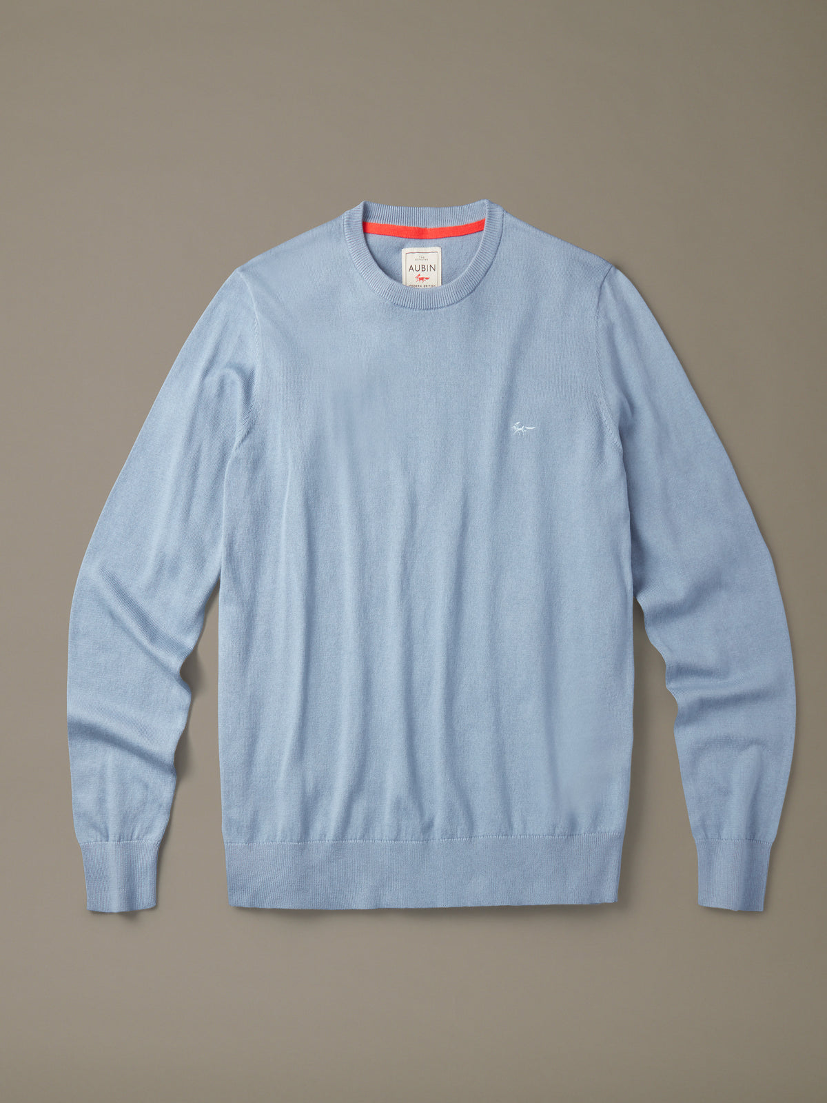 Aubin Light Blue Raven Cotton Crew Neck Jumper | Knitwear