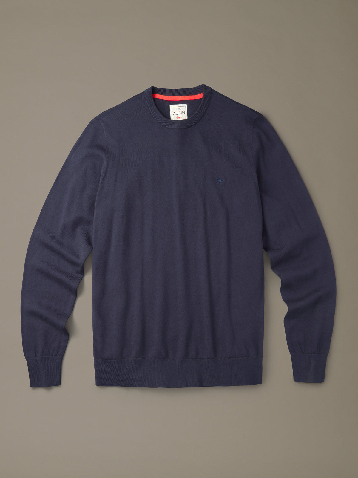 Aubin Navy Raven Cotton Crew Neck Jumper | Crew Neck