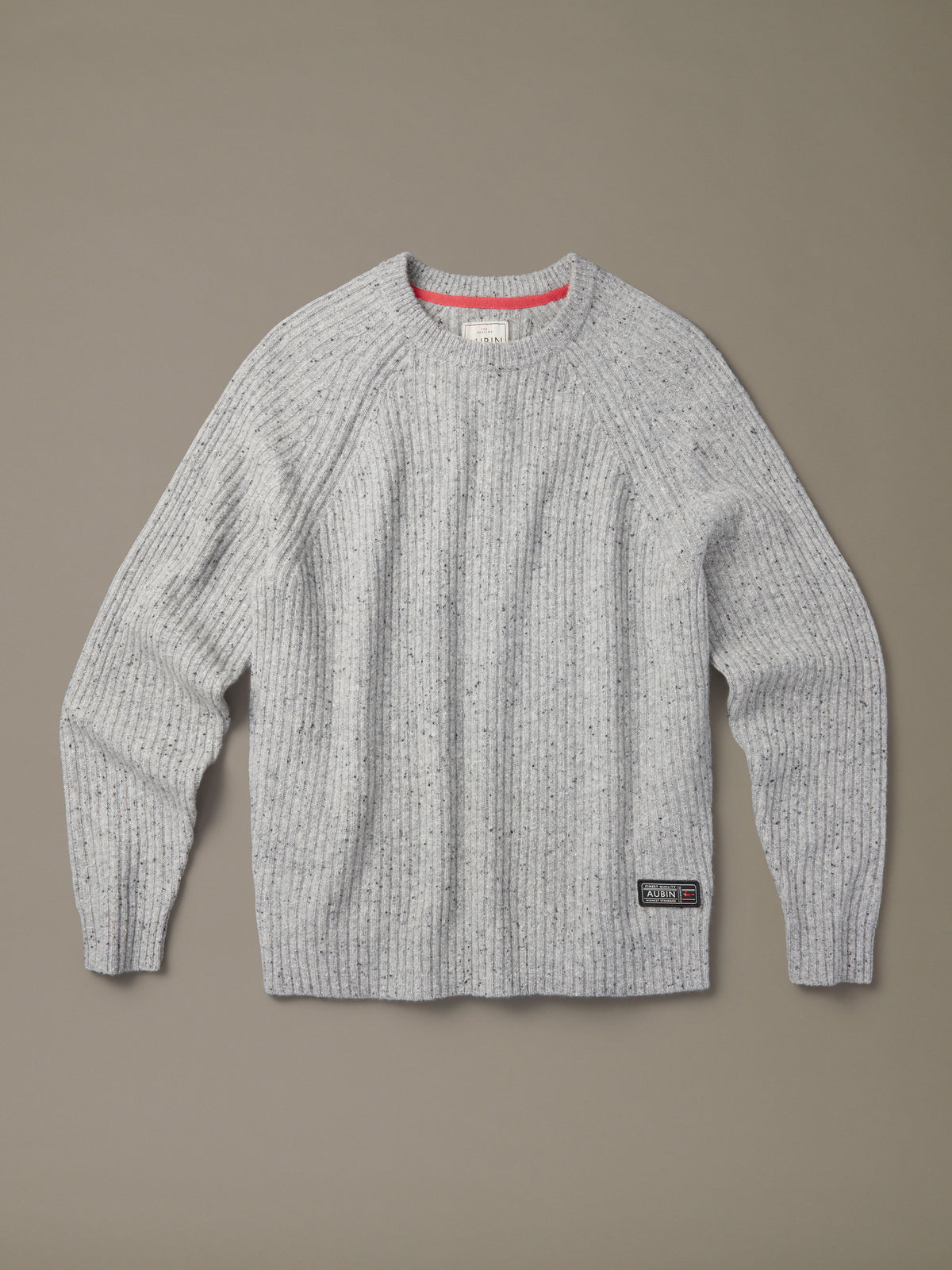 Aubin Grey Mix Ray Fisherman Rib Crew Neck Jumper | Crew Neck