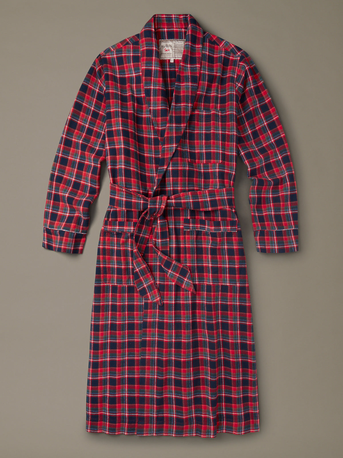Aubin Small Red Check Rupert Flannel Dressing Gown | Dressing Gown