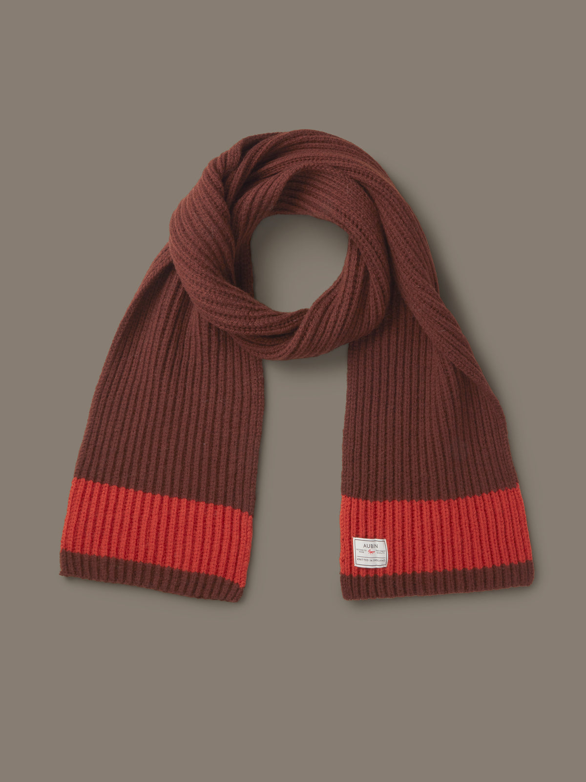 Aubin Burgundy Saddleworth Ribbed Scarf | Scarf