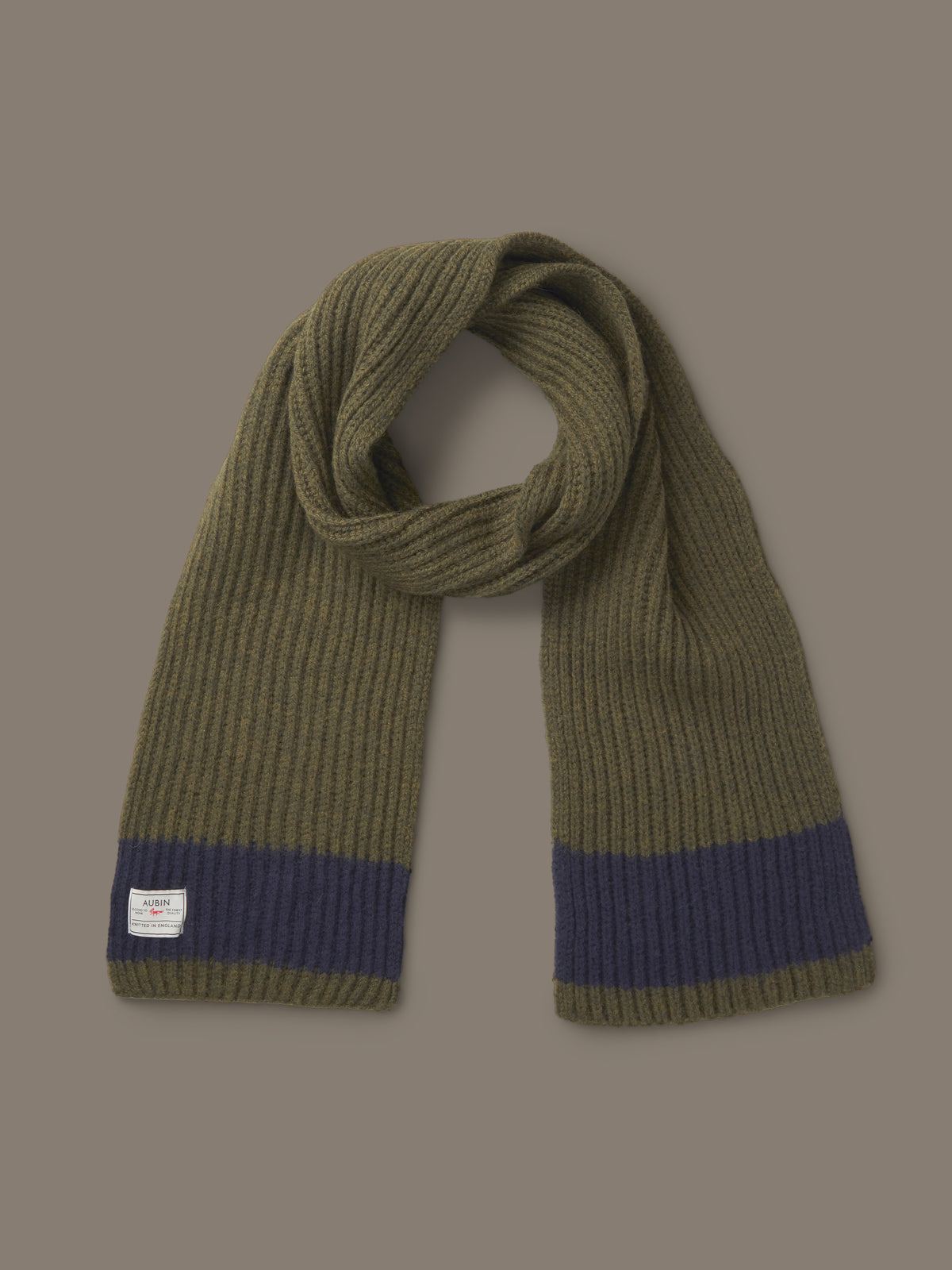 Aubin Khaki Saddleworth Ribbed Scarf | Scarf