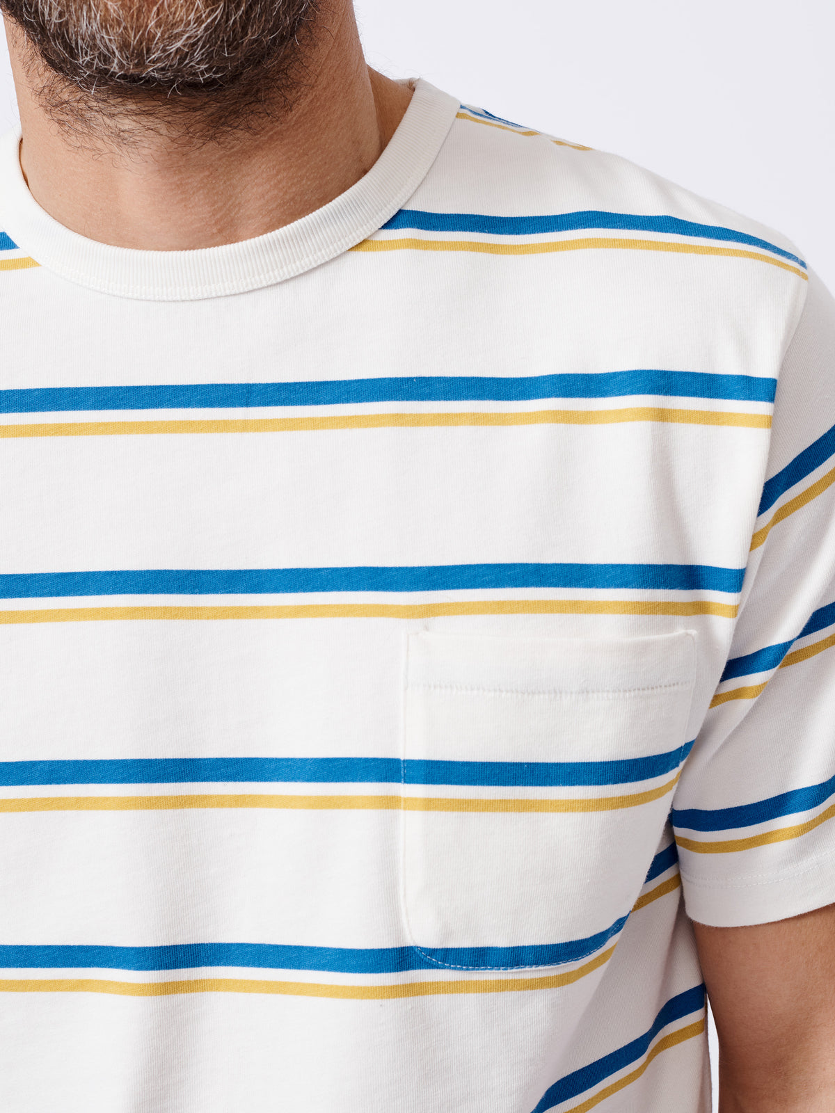 Aubin Cobalt/Ecru Stripe Santon Relaxed T-Shirt | Striped Tee
