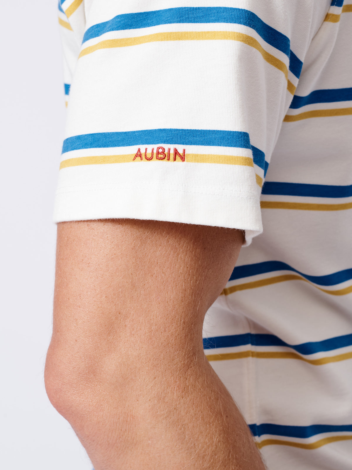 Aubin Cobalt/Ecru Stripe Santon Relaxed T-Shirt | Striped Tee