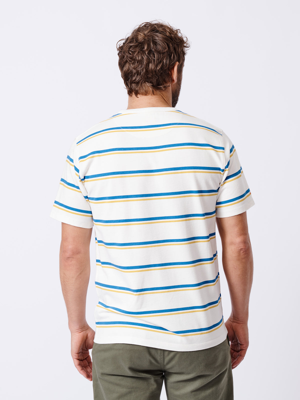 Aubin Cobalt/Ecru Stripe Santon Relaxed T-Shirt | Striped Tee