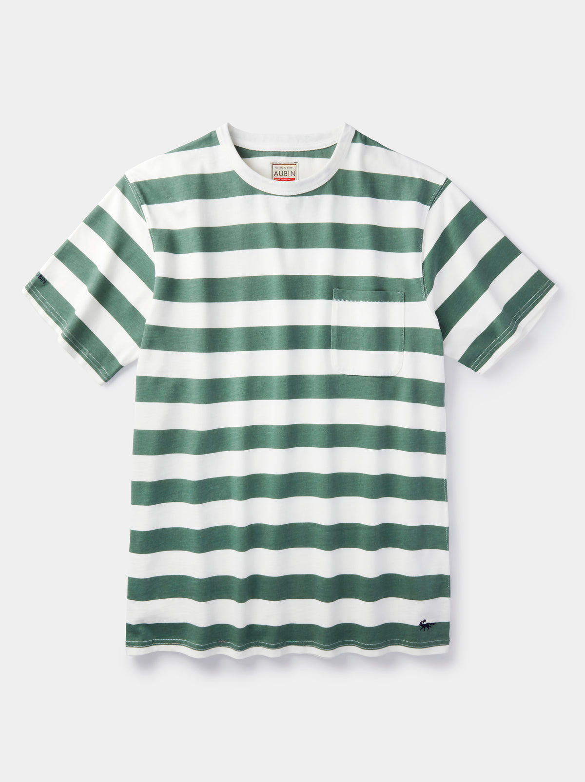 Aubin Khaki/Ecru Stripe Santon Relaxed T-Shirt | Striped Tee