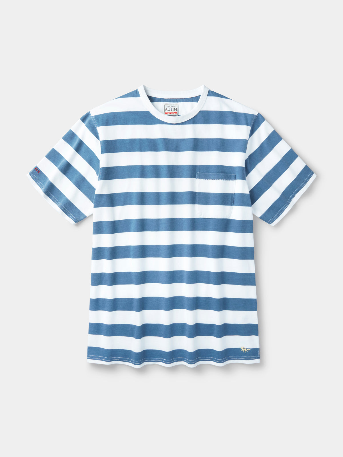 Aubin Deep Blue Stripe Santon Relaxed T-Shirt | Striped Tee