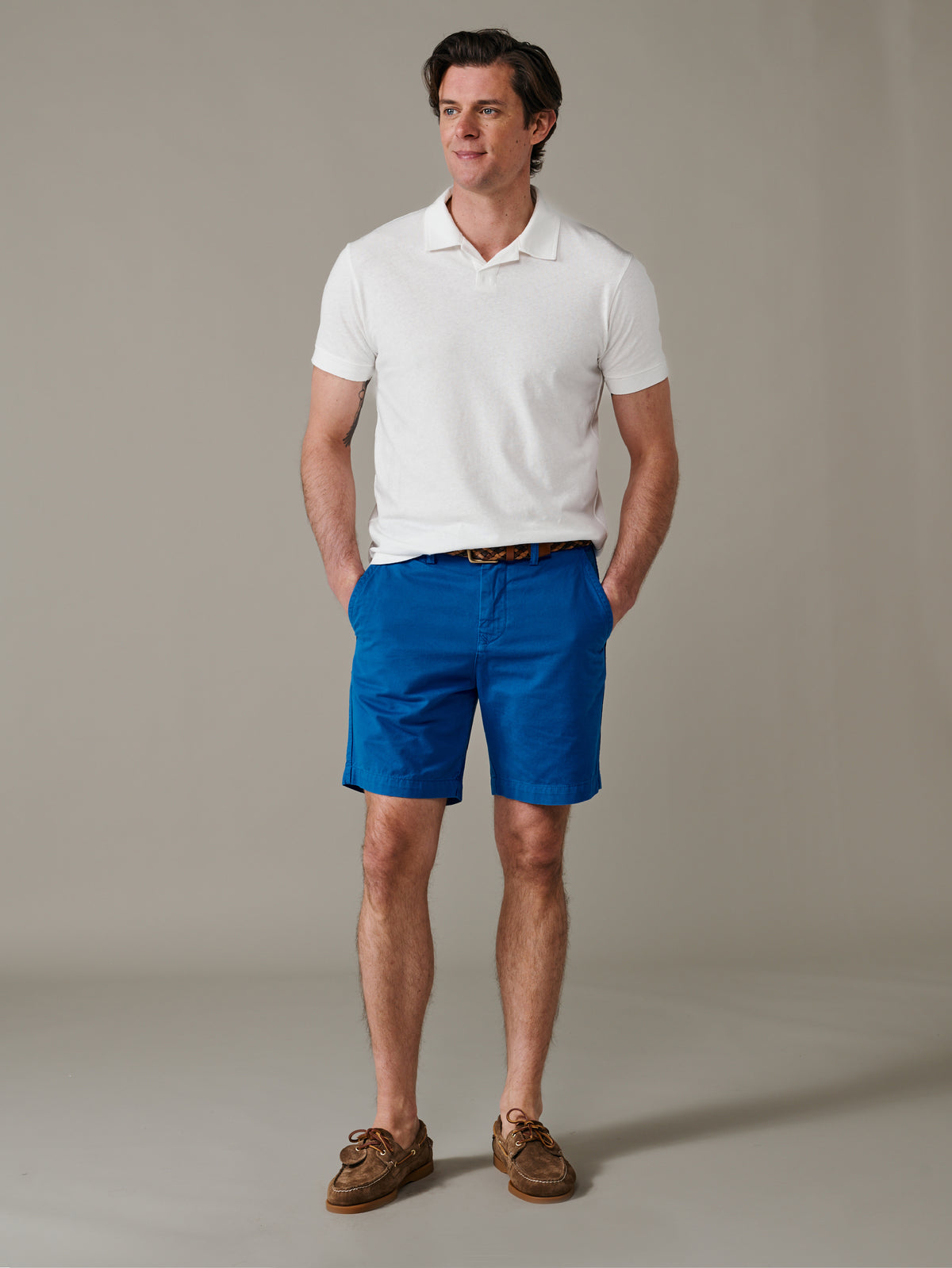 Aubin Washed Cobalt Stamford Chino Short | Chino Short
