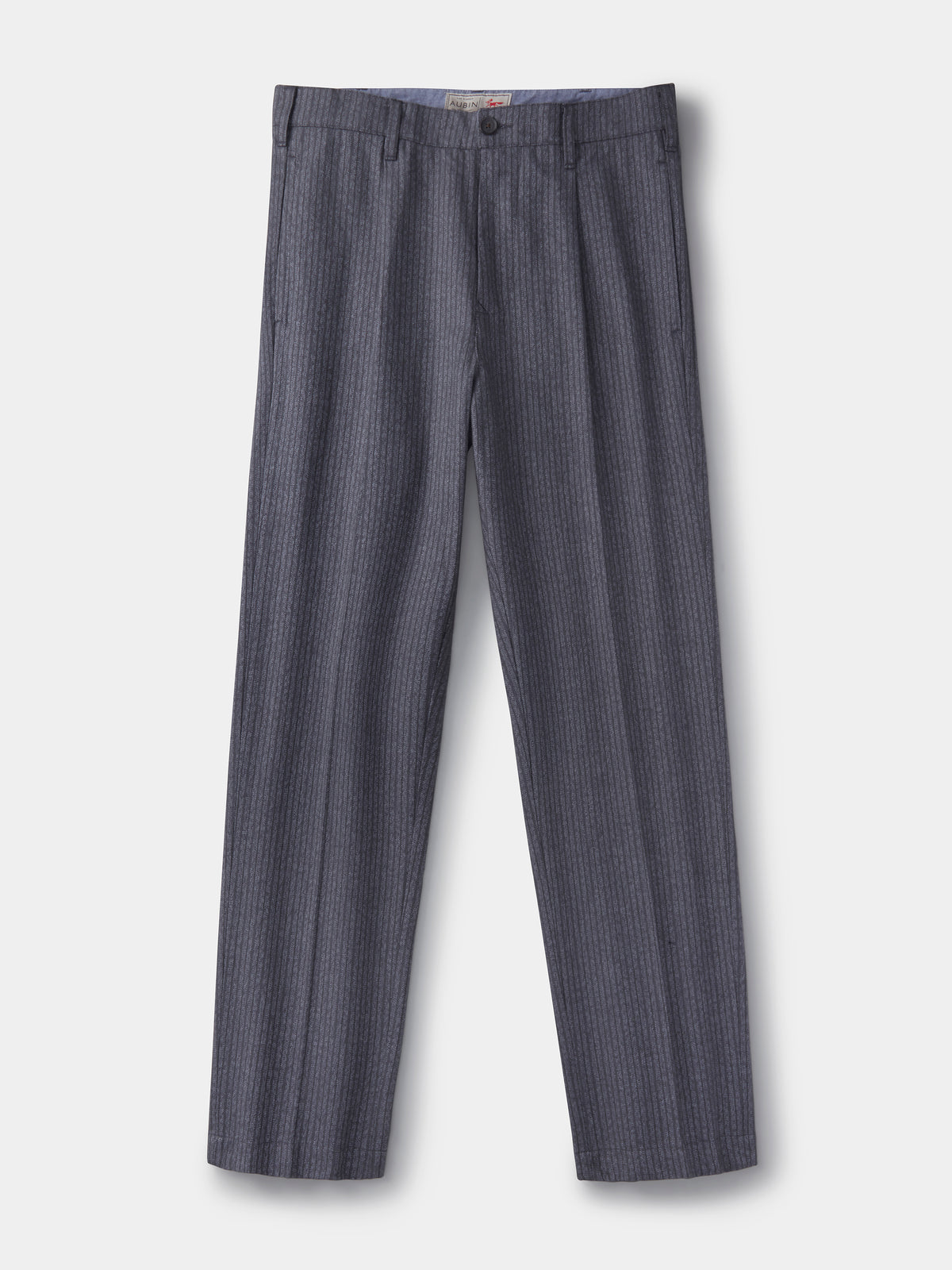 Aubin Grey Stripe Mareham Cotton Suit Trouser | Cotton Trousers