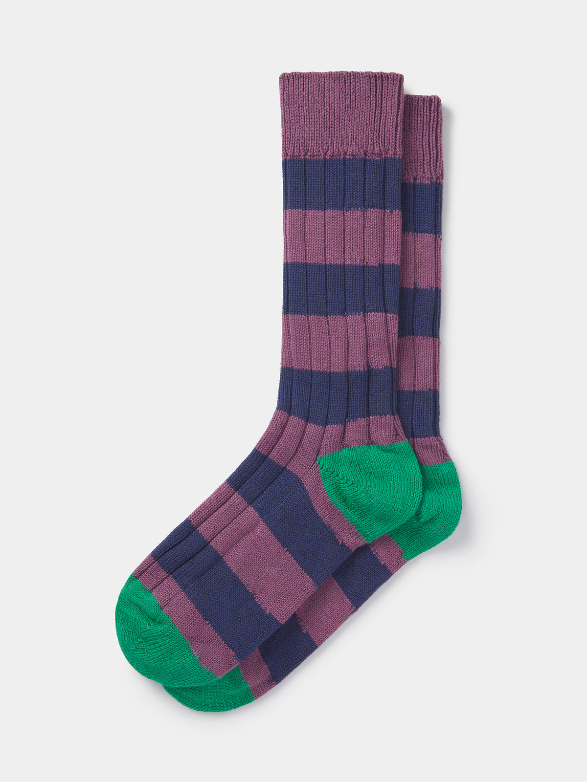 Aubin Rugby Striped Sock in Purple/Navy Stripe